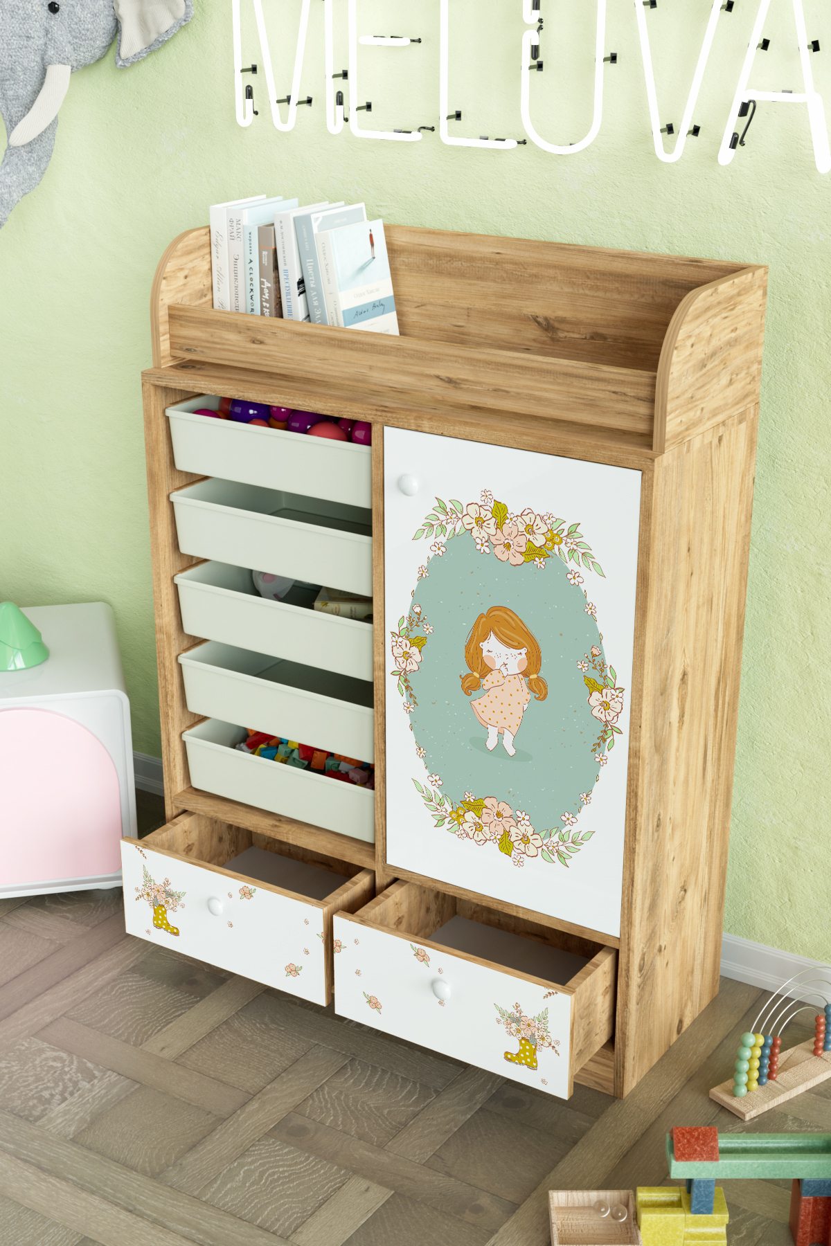 Hediyeler Kapında Adorable Design "Melova" 5 Sepetli 2 Çekmeceli Çok Amaçlı Oyuncak Dolabı fotoğrafı 4 (önizleme)