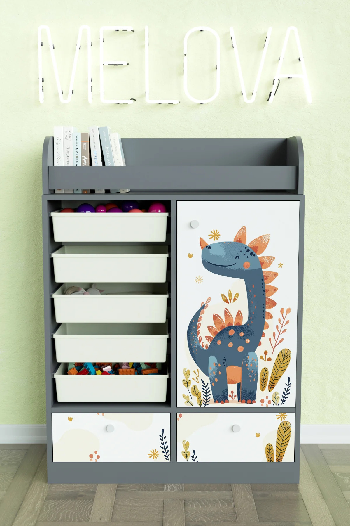 Hediyeler Kapında Minik Dino Design "Melova" 5 Sepetli 2 Çekmeceli Çok Amaçlı Oyuncak Dolabı fotoğrafı 2 (önizleme)