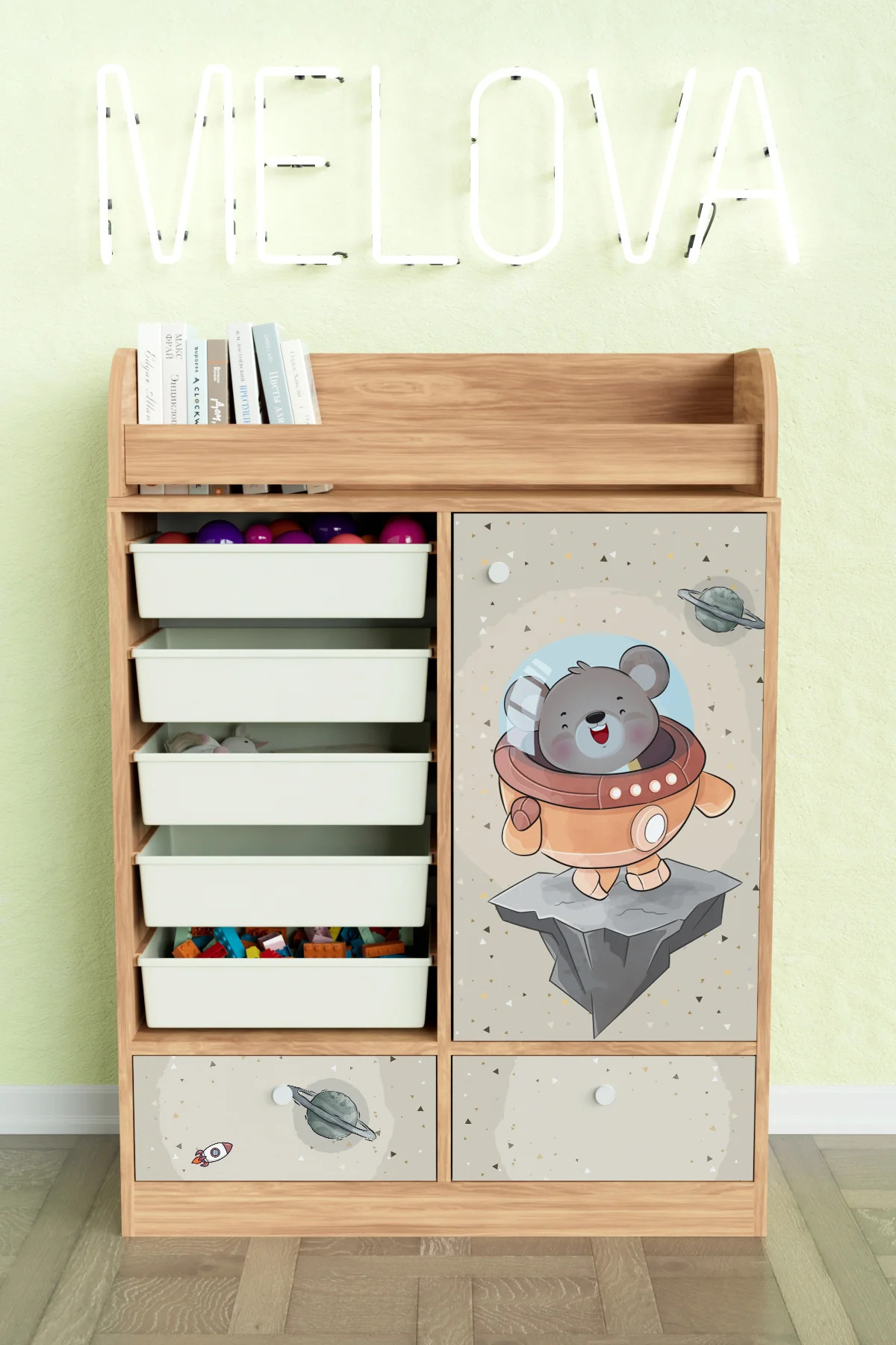 Hediyeler Kapında Little Astronaut Design "Melova" 5 Sepetli 2 Çekmeceli Çok Amaçlı Oyuncak Dolabı fotoğrafı 2 (önizleme)