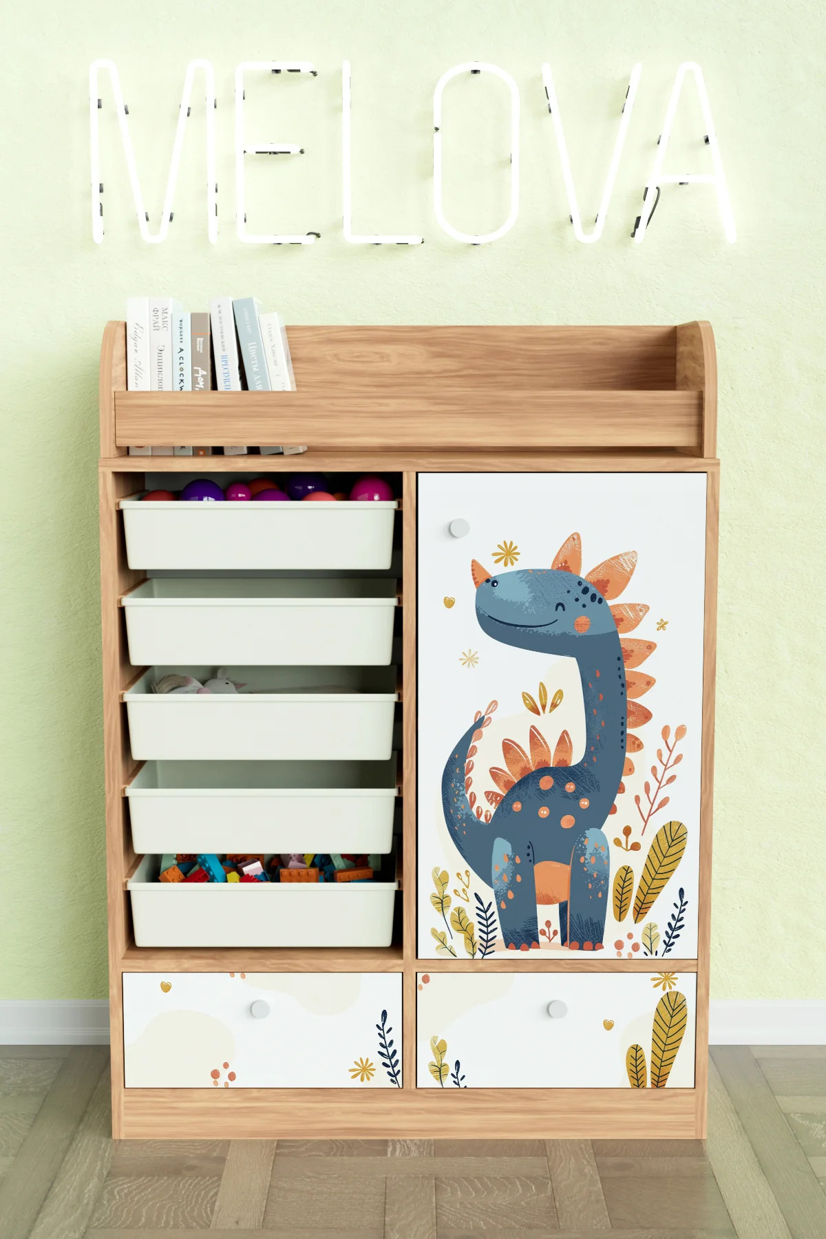 Hediyeler Kapında Minik Dino Design "Melova" 5 Sepetli 2 Çekmeceli Çok Amaçlı Oyuncak Dolabı fotoğrafı 2 (önizleme)
