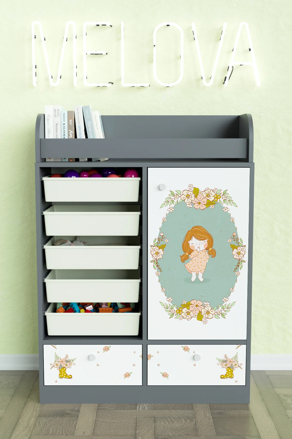 Hediyeler Kapında Adorable Design "Melova" 5 Sepetli 2 Çekmeceli Çok Amaçlı Oyuncak Dolabı fotoğrafı 2 (önizleme)