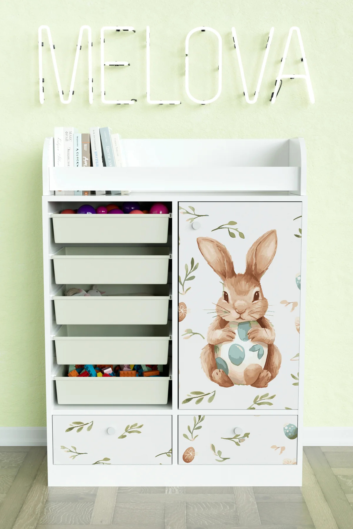 Hediyeler Kapında Pretty Rabit Design "Melova" 5 Sepetli 2 Çekmeceli Çok Amaçlı Oyuncak Dolabı fotoğrafı 2 (önizleme)