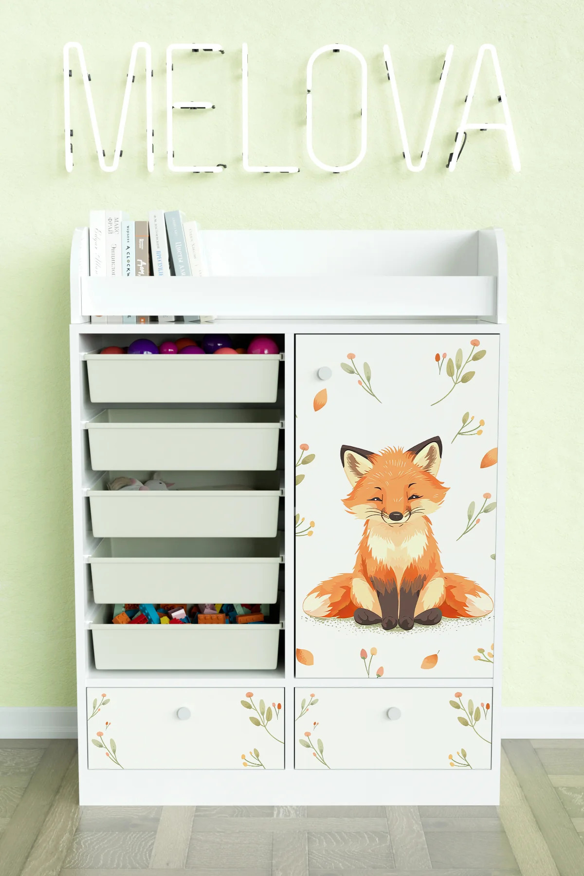 Hediyeler Kapında Foxie Design "Melova" 5 Sepetli 2 Çekmeceli Çok Amaçlı Oyuncak Dolabı fotoğrafı 2 (önizleme)