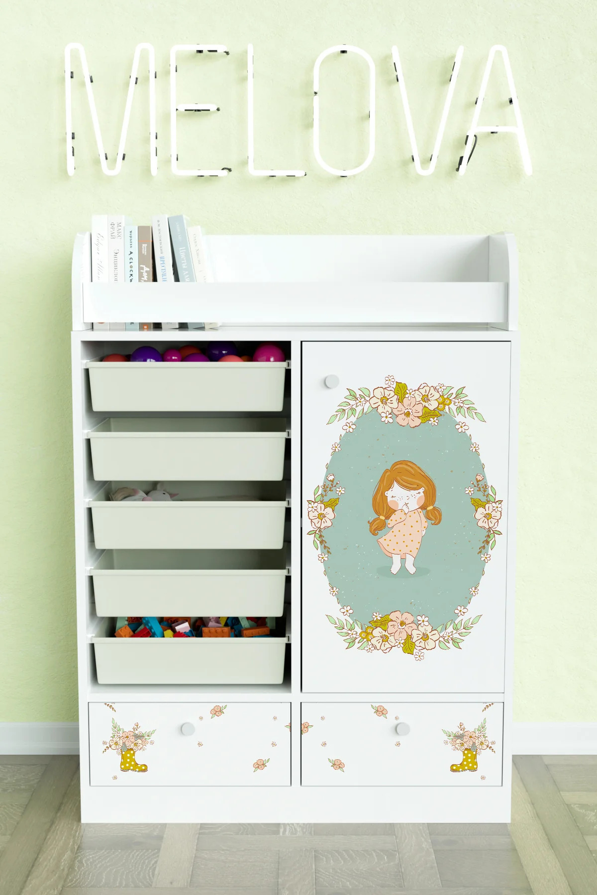 Hediyeler Kapında Adorable Design "Melova" 5 Sepetli 2 Çekmeceli Çok Amaçlı Oyuncak Dolabı fotoğrafı 2 (önizleme)