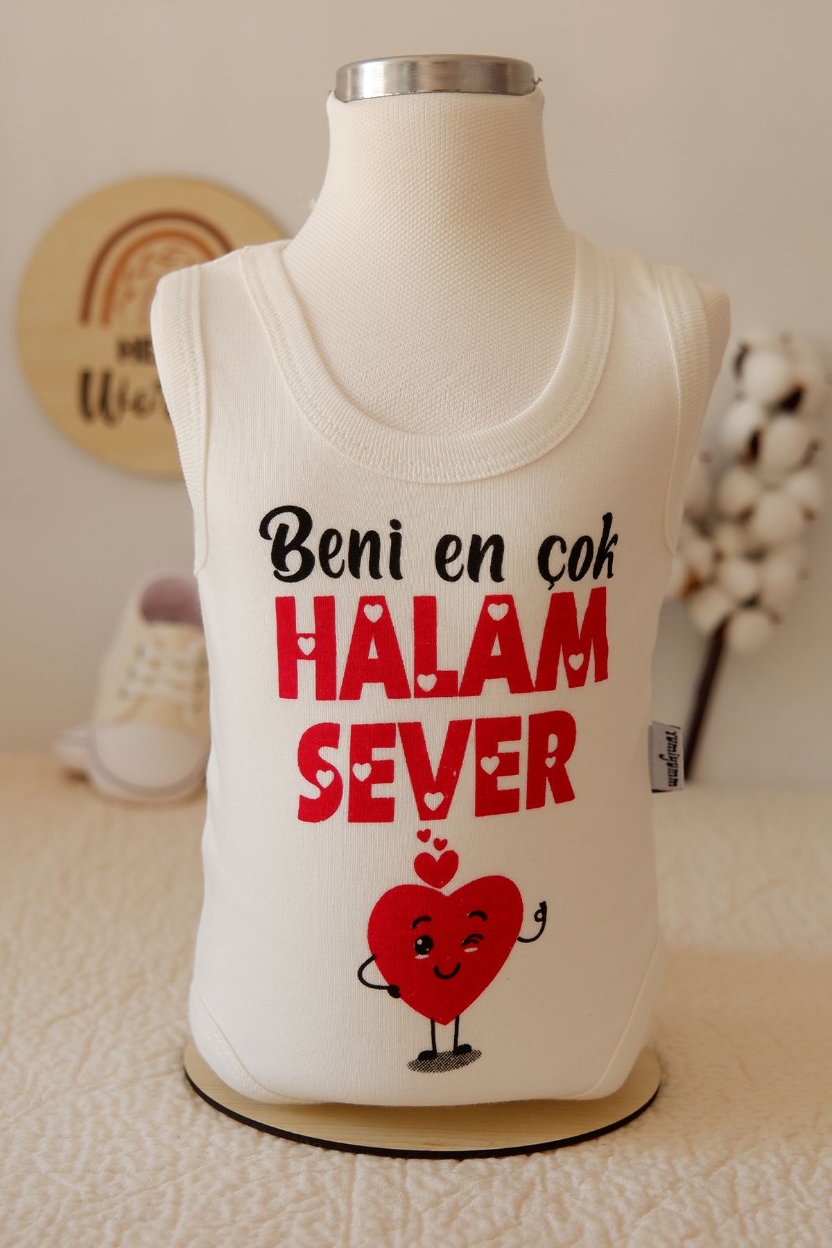 LilJoy Beni En Çok Halam Sever Baskılı Bebek Body Zıbın %100 Pamuk