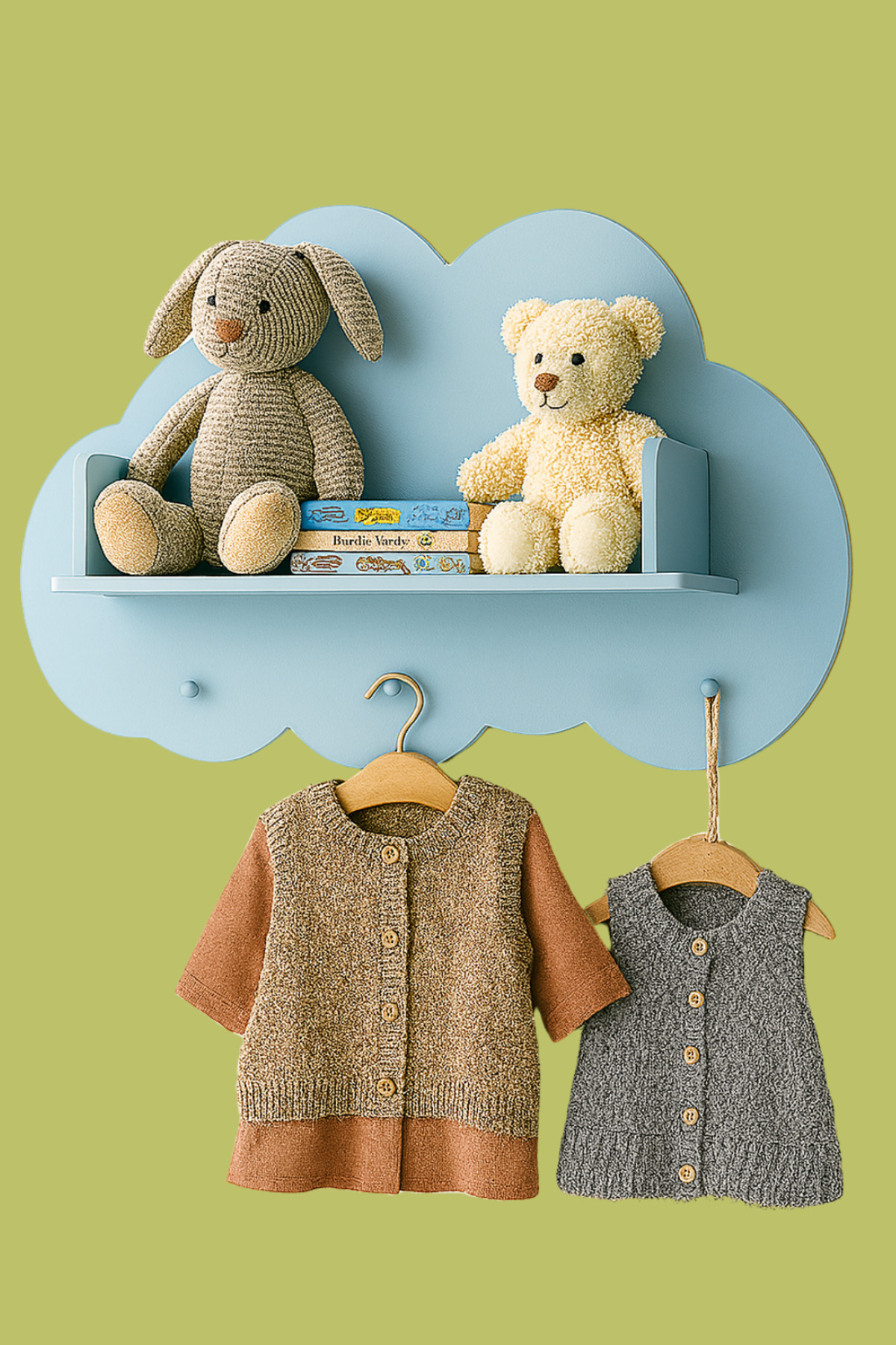 arionkids-Cloud Pattern Hanger and Bookshelf |   100% Mdf Quality |   Live Appearance with Lacquer Paint |   2 Different Colors 1