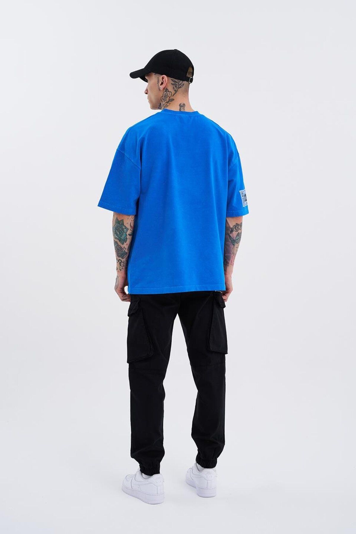Machinist-Tricou pentru bărbați Born Again, lavabil cu ochi, supradimensionat, cu pete albastru deschis 5