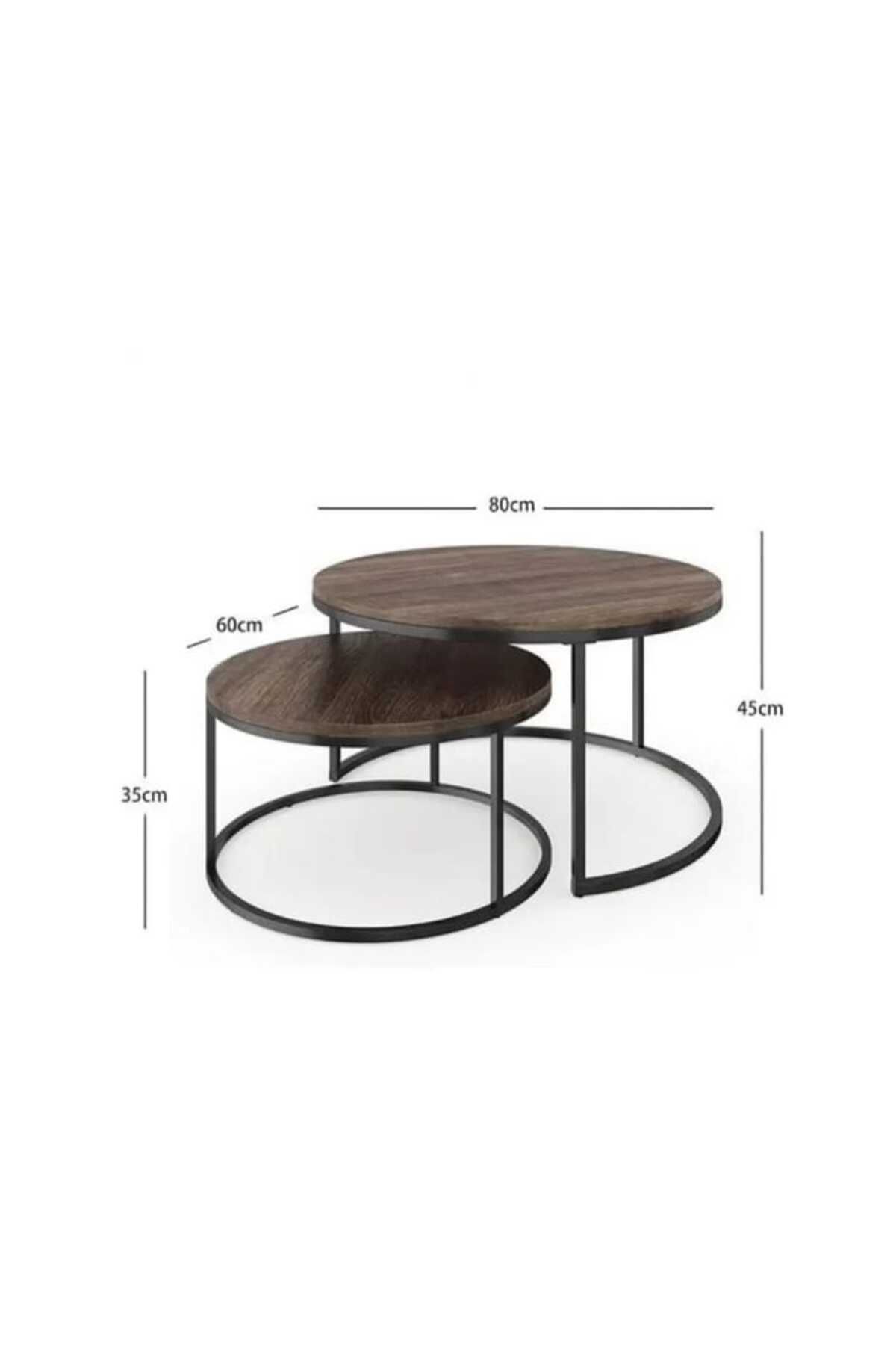 Luxury Home-Round Coffee Table Set of 2 with Nested Table and Circular Coffee Table with Open Storag 3