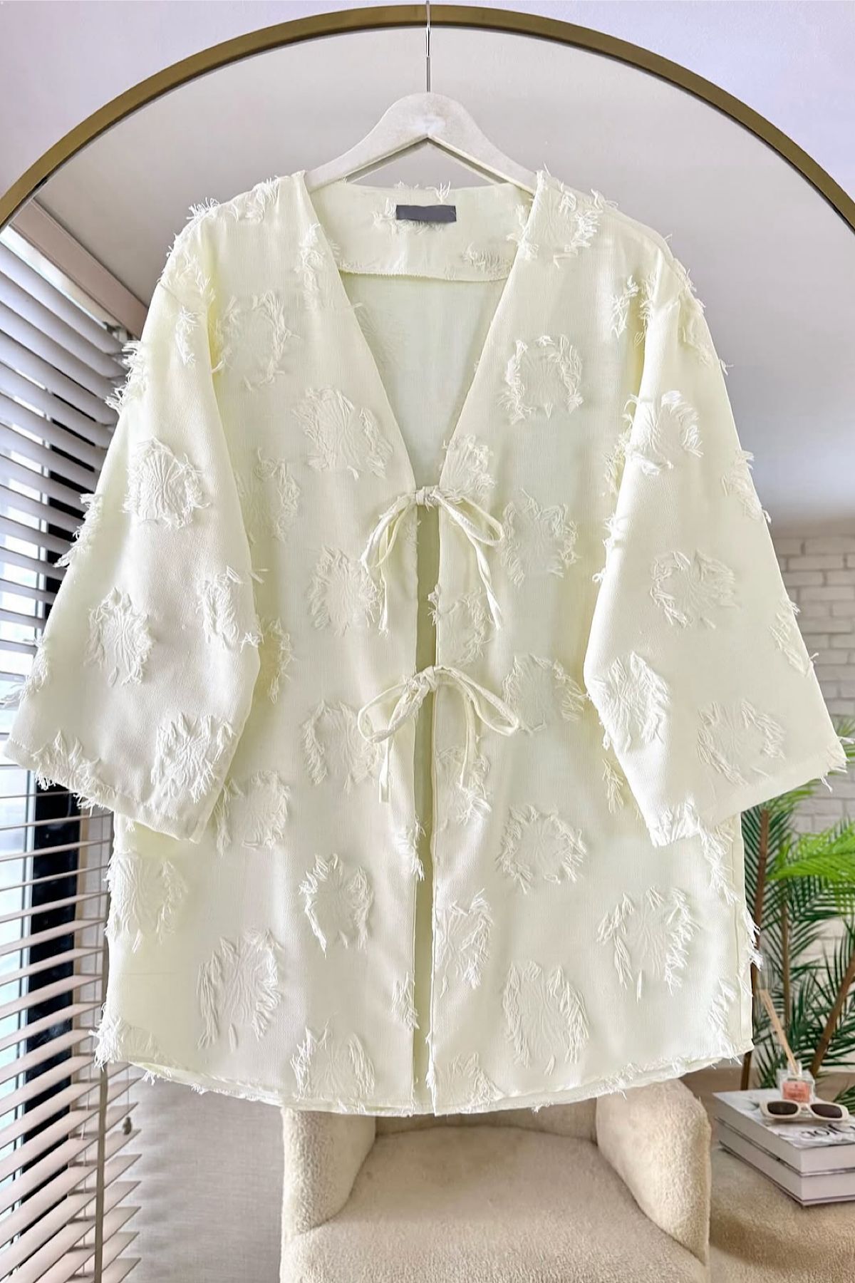 HİFADEN Kadın Püsküllü Bağlama Detay Tesettür Kimono