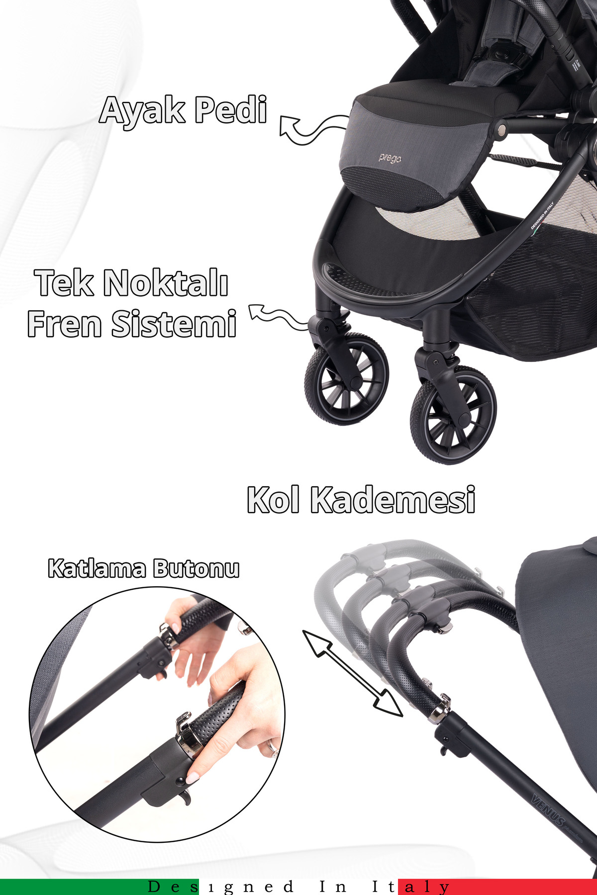 Prego Venüs Premium UV Tenteli Travel Sistem Bebek Arabası fotoğrafı 6 (önizleme)