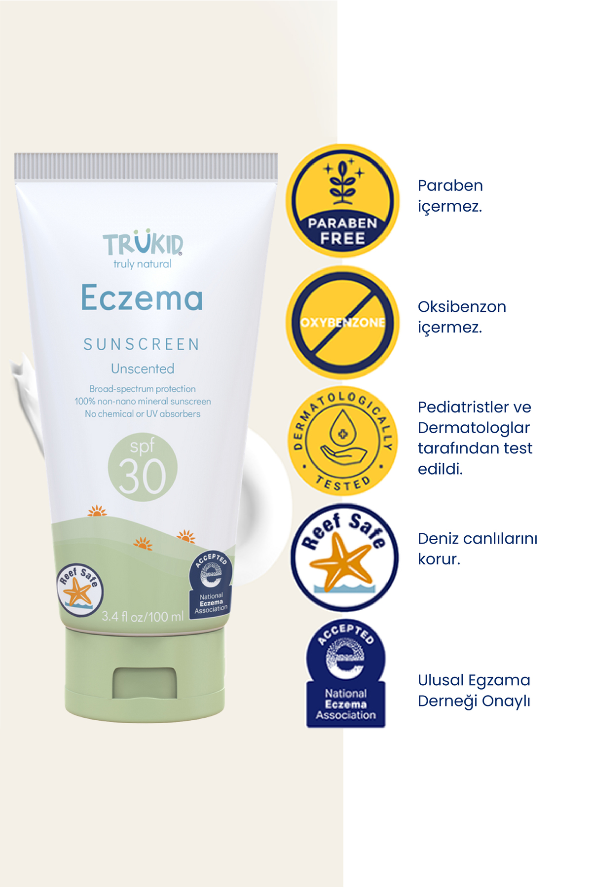 Trukid Spf30 Sunscreen 100 ml - Egzamalı Ciltler Için Güneş Kremi fotoğrafı 3 (önizleme)