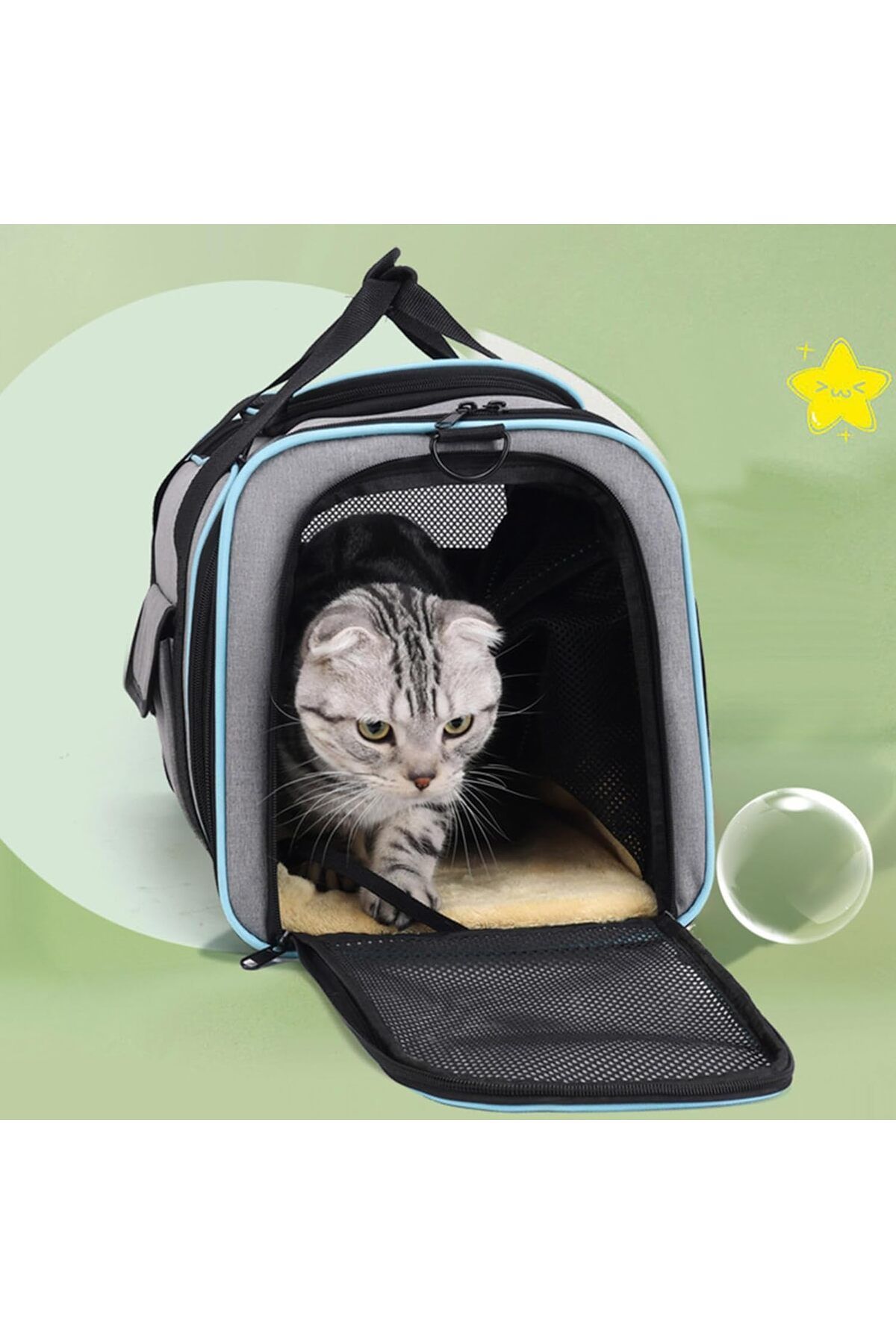 Manolex-Foldable and Expandable Cat and Dog Carrier Bag with 4 Side Extensions 7
