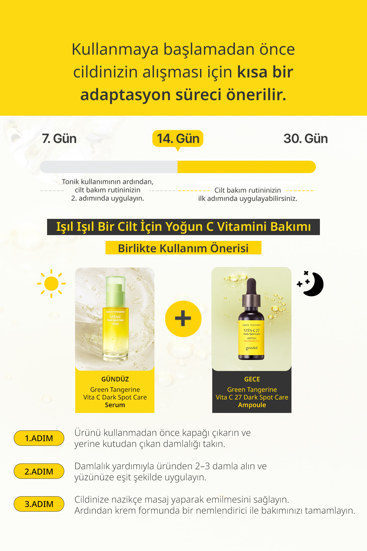 Saf C Vitamini İçerikli Konsantre Ampul GOODAL Green Tangerine Vita C 27 Dark Spot Care Ampoule — YPD-GDL00262 — تصویر 8 از 9