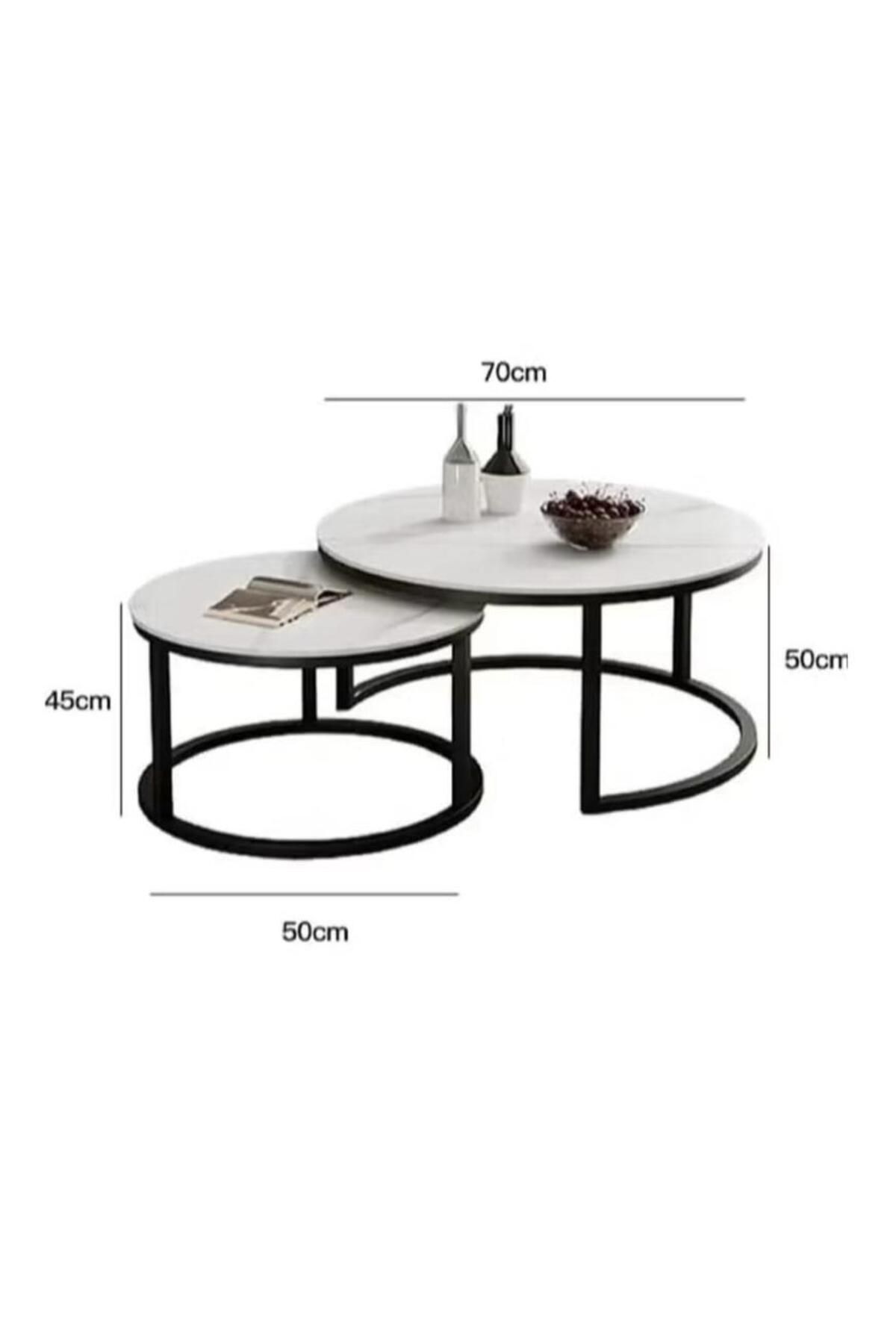 Luxury Home-Modern Coffee Table Set for Living Room, Two Nested Round Tables - EI-202 3