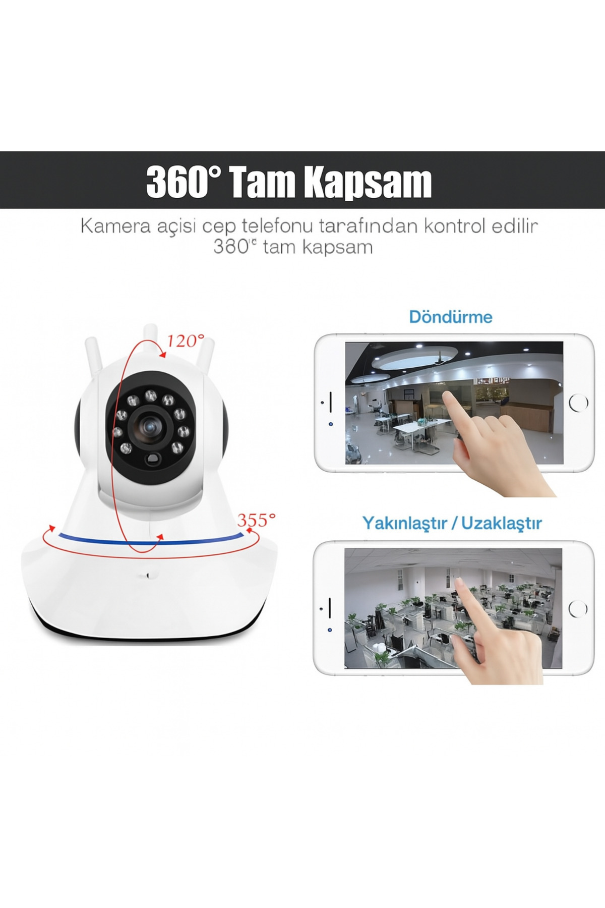 BLUE İNTER Gece Görüşlü Hd 360 Derece Wifi Ip Bebek Kamerası fotoğrafı 2 (önizleme)
