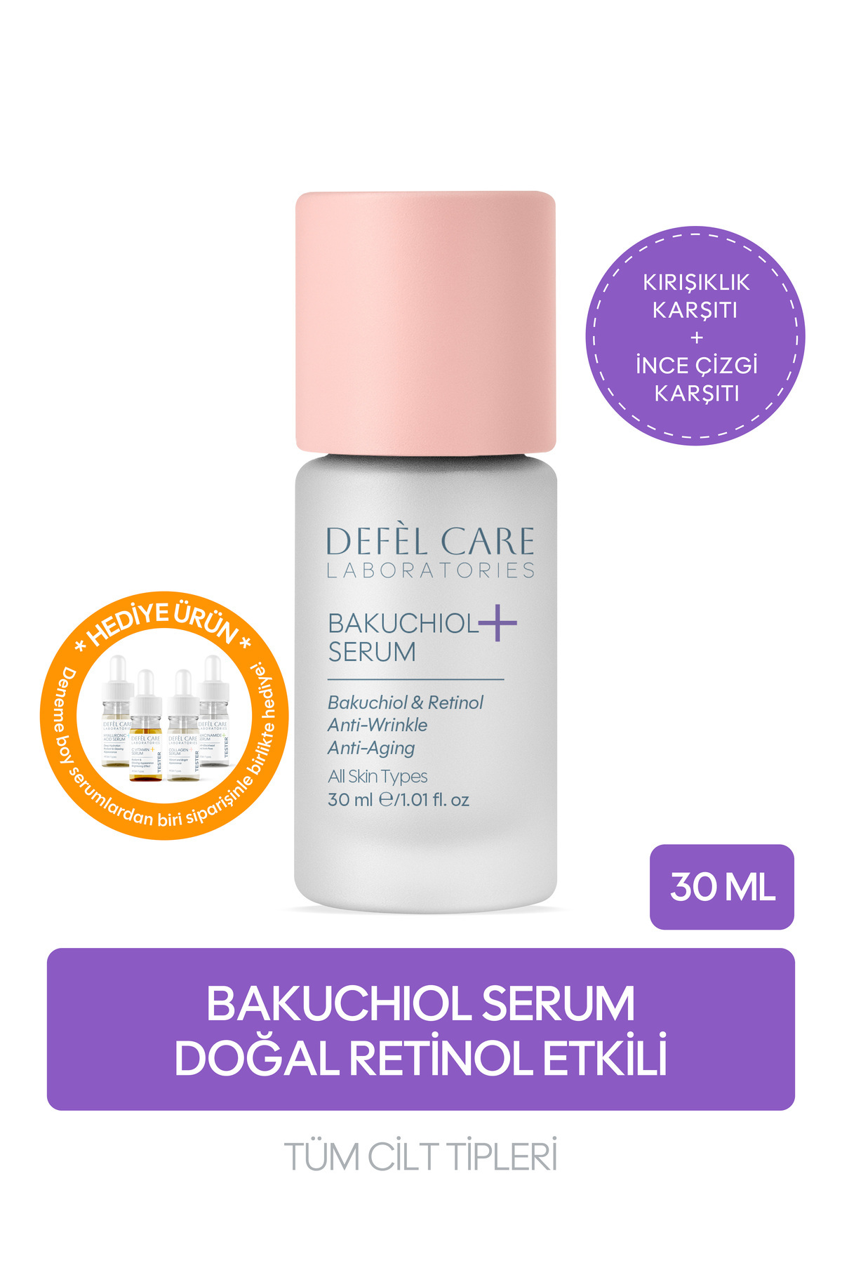 Defel Care Bakuchiol Serum Natural Retinol Effective Anti-Wrinkle and Fine Line Serum (30 ml)