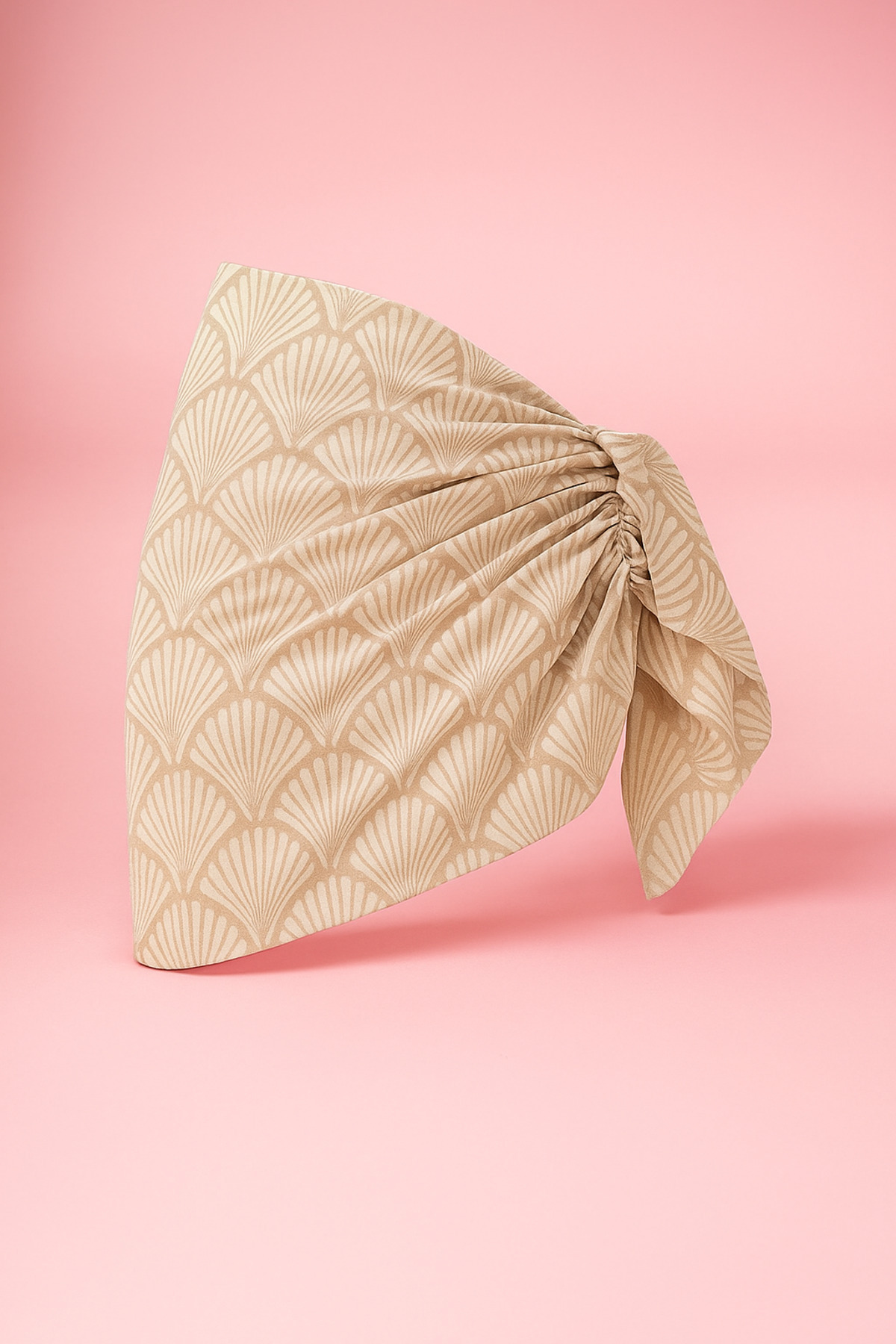 pistore Krem Deniz Kabuğu Desenli Kısa Pareo Saten Kadın Plaj Elbisesi Yeni Sezon