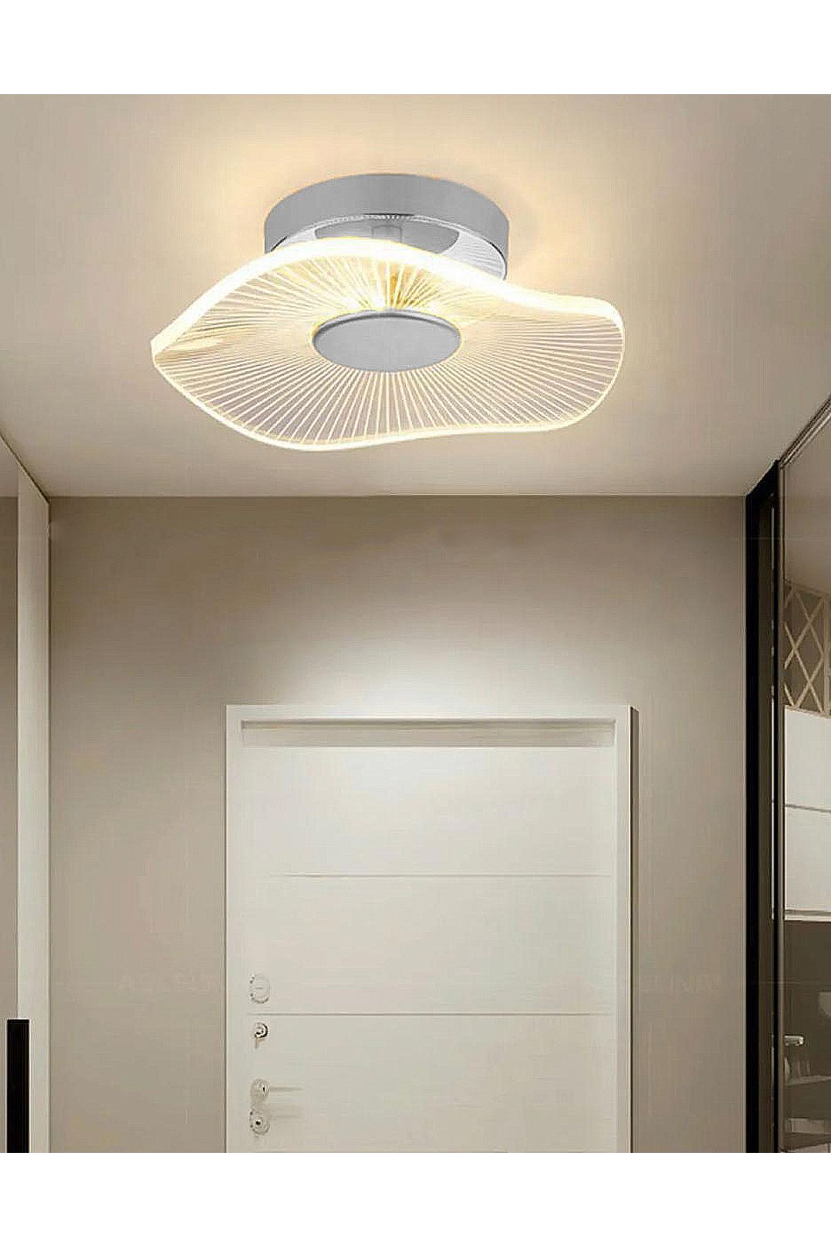 İstanbul Avize İstanbul Avize Şapka Plafonyer Tavan Gümüş 3 Renk Led Lüx Modern Ledli Avize