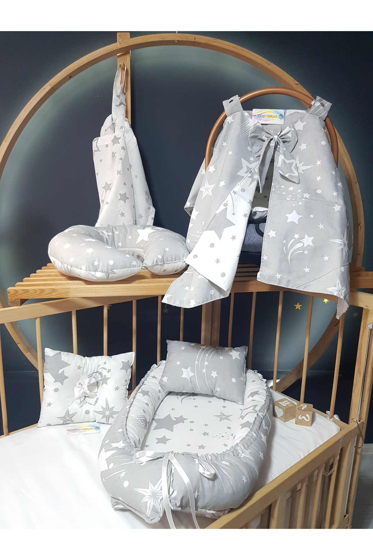 Baby Clime 7 Parça Bebek Seti – Babynest Anne Yanı Yatak, Puset Takımı, Emzirme Yastığı ve Minderi fotoğrafı 5 (önizleme)