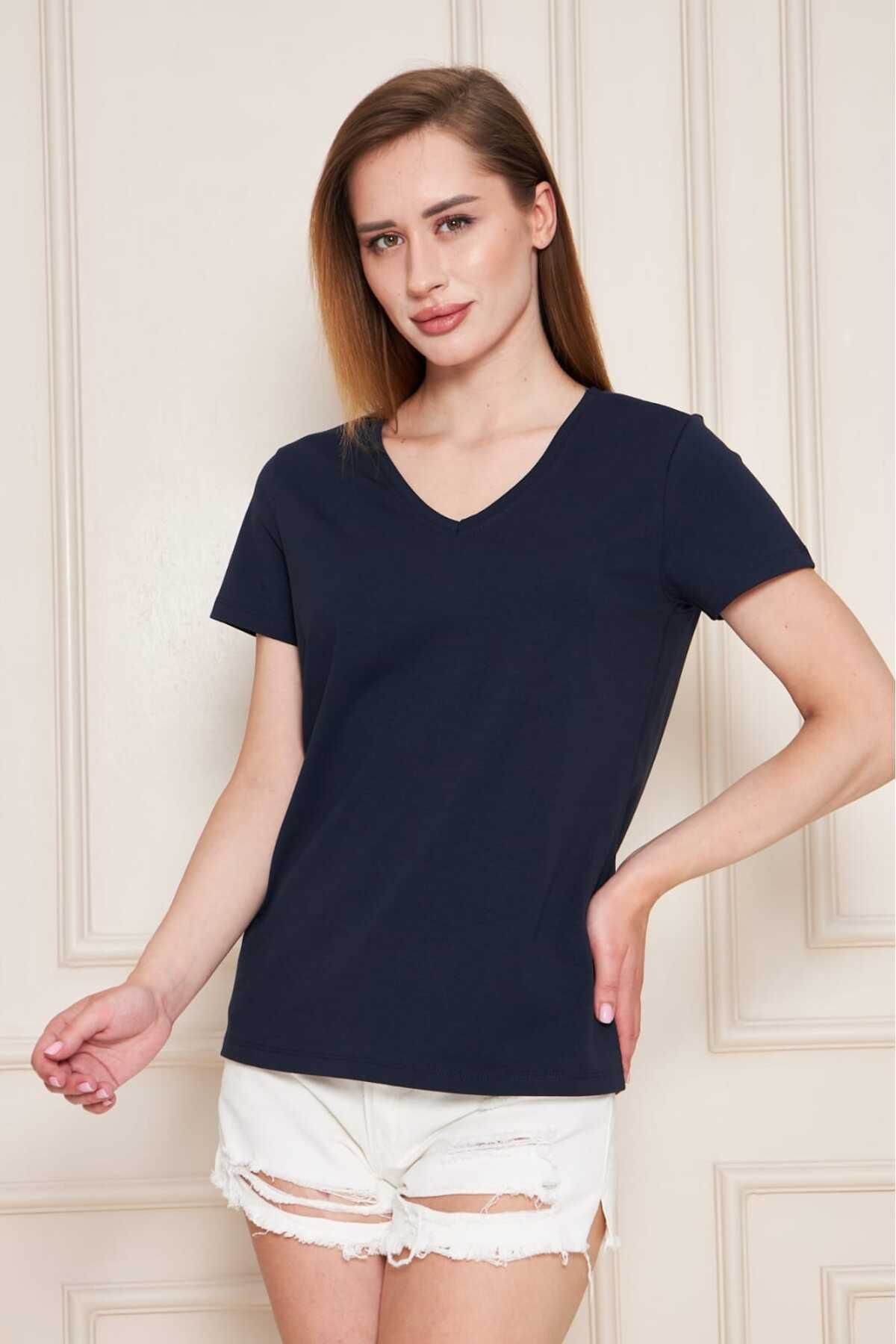 YÜKSEL IŞIK v yaka kolsuz düz renk T-Shirt