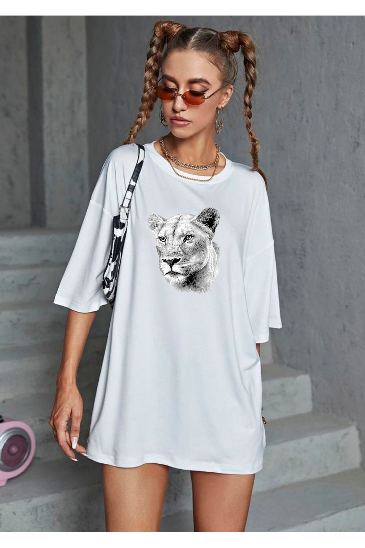 lewibafashion ASLAN LEON TASARIM PREMİUM BASKI %100 PAMUK T-SHİRT