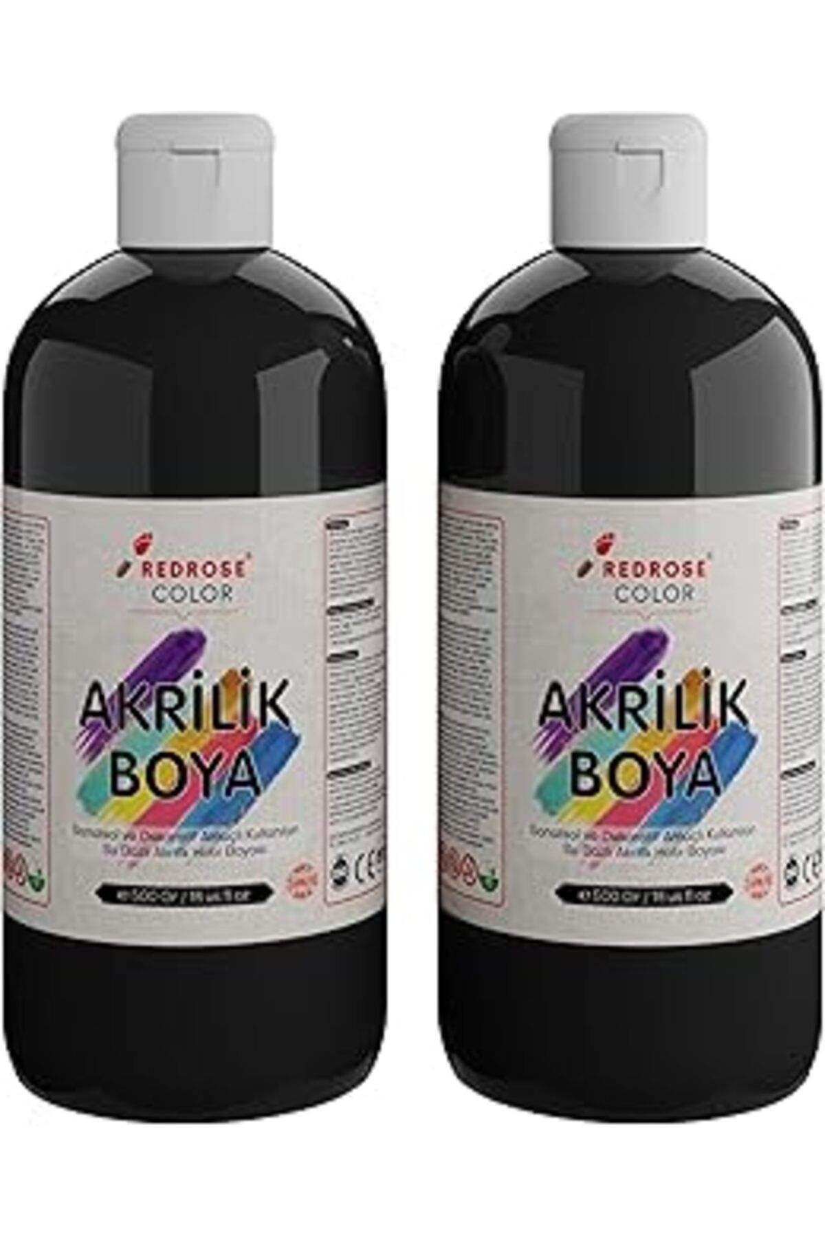 Qedii Red Rose Siyah Akrilik Boya 2'Li Set 2X500 Gr