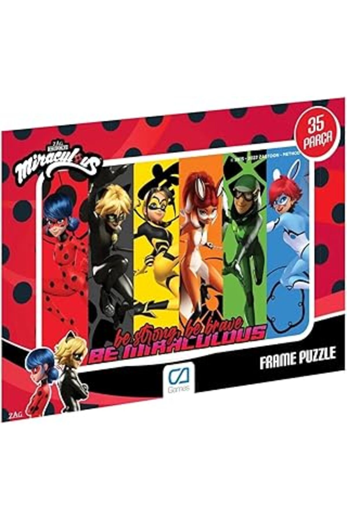 Qedii Ca Games Mucize: Uğur Böceği Ile Kara Lisanslı 35 Parça Çerçeveli 34X24Cm Puzzle Yapboz (Kırmızı1)