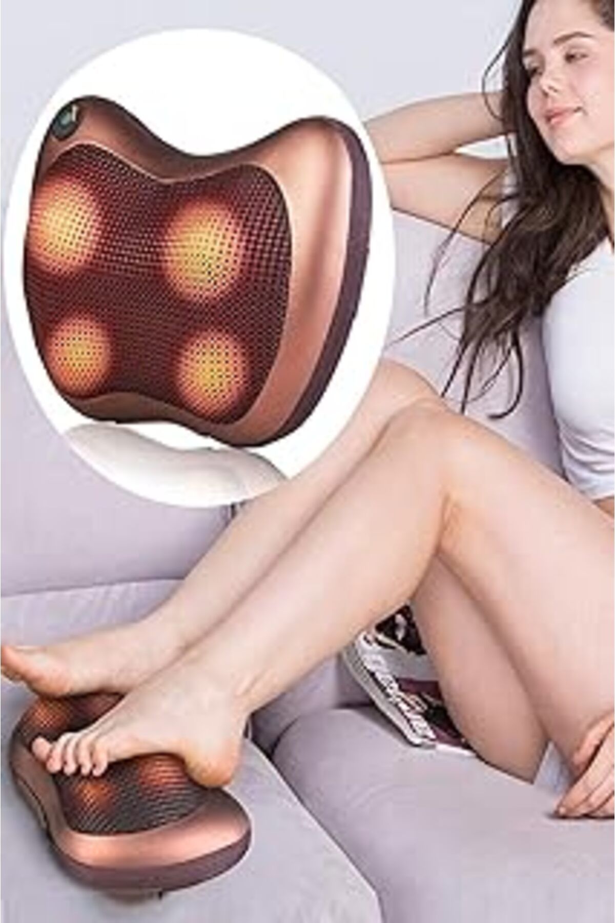 Pazarcan Mobee Car Home Masaj Yastığı Ovmalı Çift Motorlu Masaj Yastığı Masaj Aleti