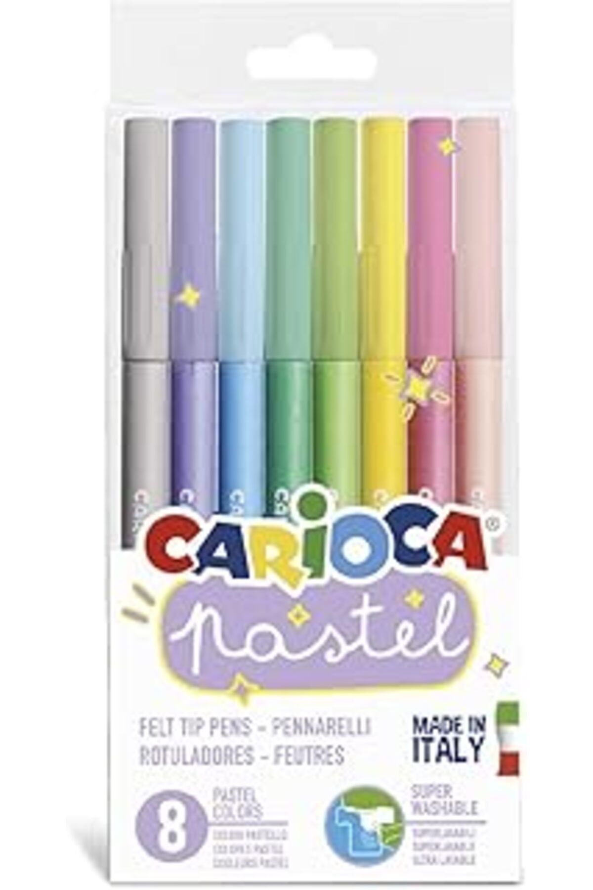 Mu Art Ahşap Carioca Pastel Süper Yıkanabilir Keçeli Kalem 8'Li