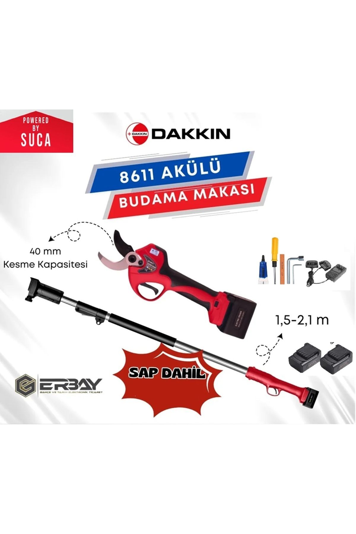 Backer Dakkın Budama Makası 40MM Akülü +Uzatma Aparatı