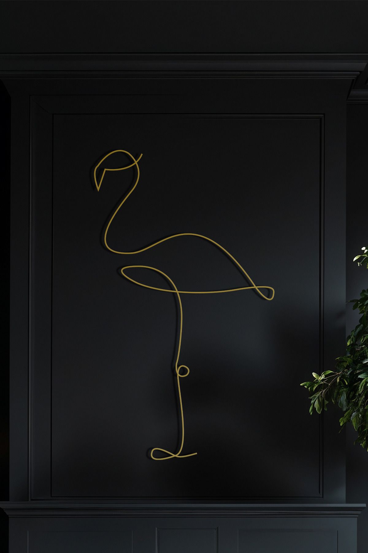 cncrafft Flamingo Çizgisel Metal Tablo – Modern Minimalist Duvar Dekoru