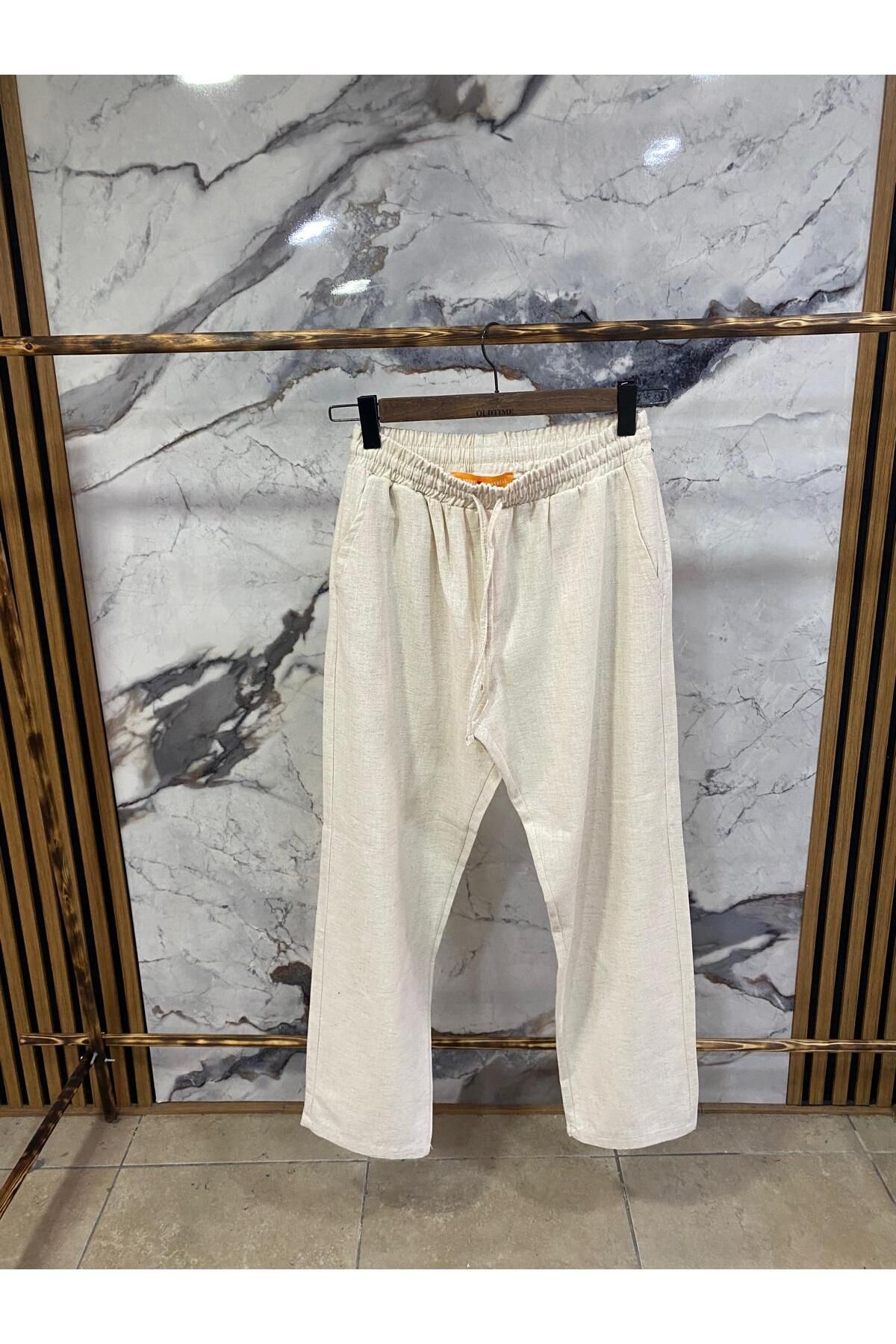 PASSWORD Erkek Beli Bağcıklı Pamuk Keten bagyy pantalon