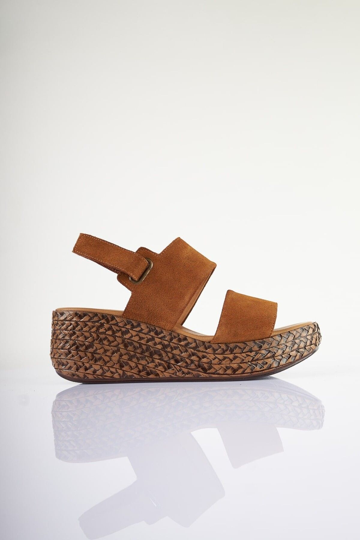 SU SHOE BOUTIQUE NO88 Taba Hakiki Süet Deri Dolgu Topuklu Sandalet