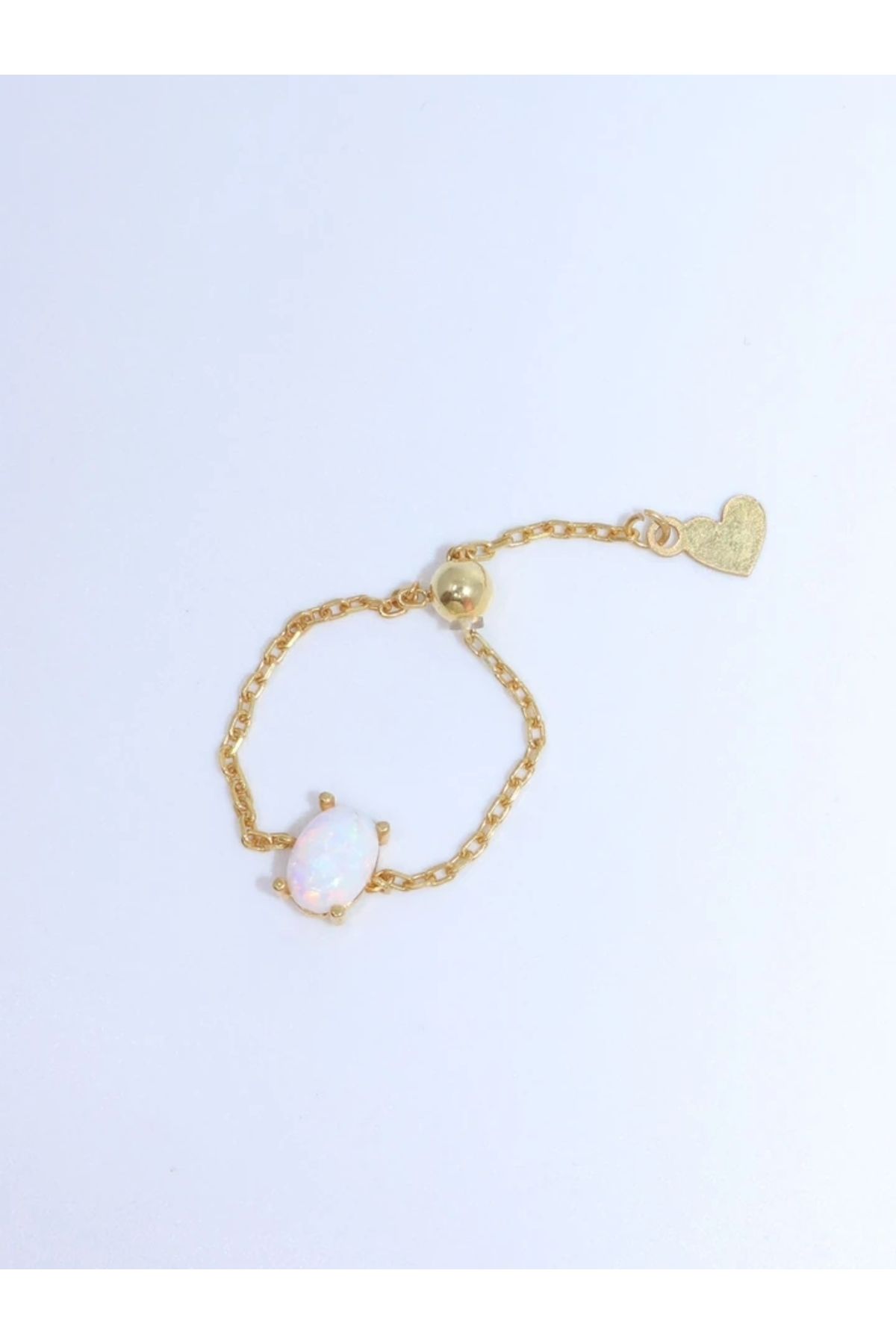 Reorah Collection Oval Chain Yüzük Opal 925 Ayar Gümüş