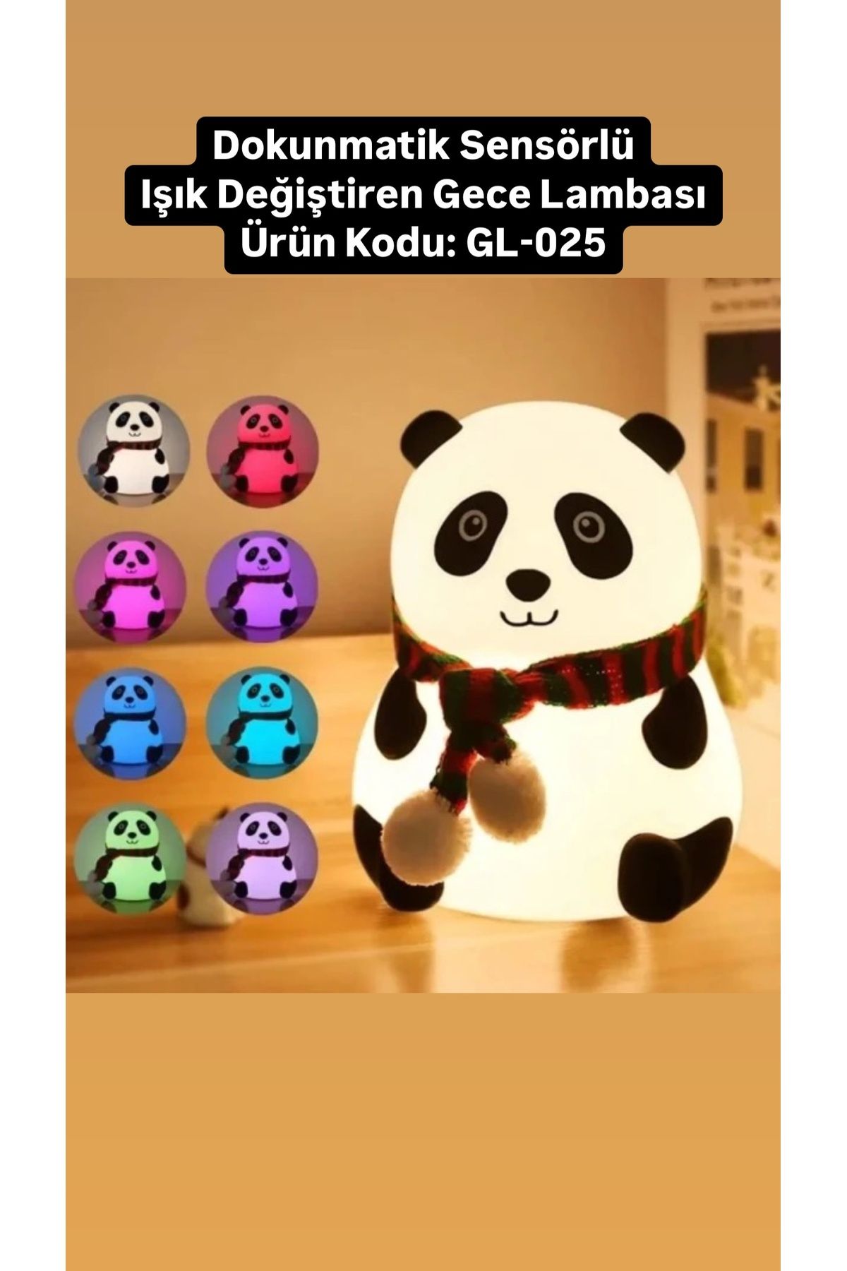 FAMEMUS ACCESSORY Sensörlü Işık Değiştiren Panda Gece Lambası Hediyelik Ürün