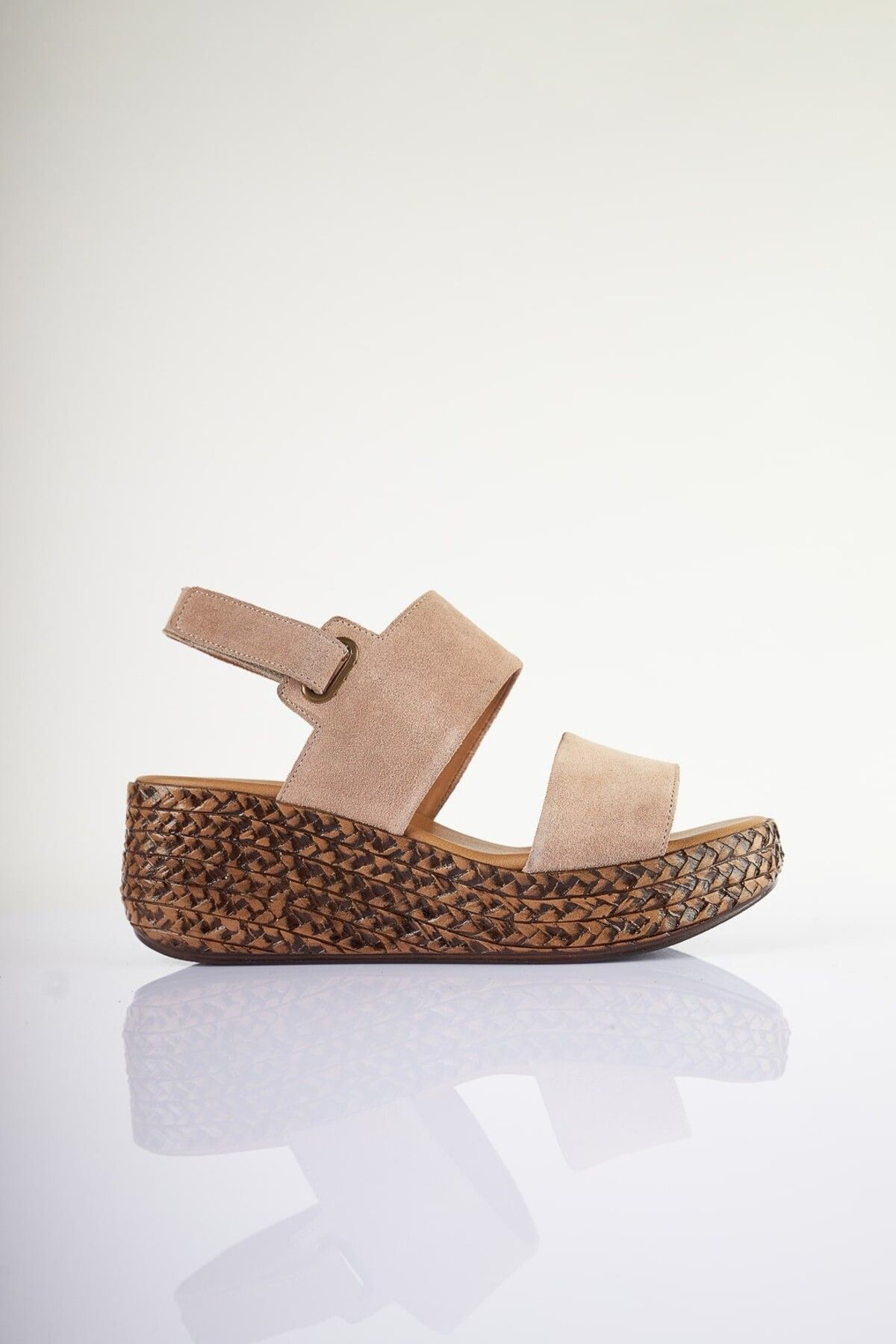 SU SHOE BOUTIQUE NO88 Pudra Hakiki Süet Deri Dolgu Topuklu Sandalet