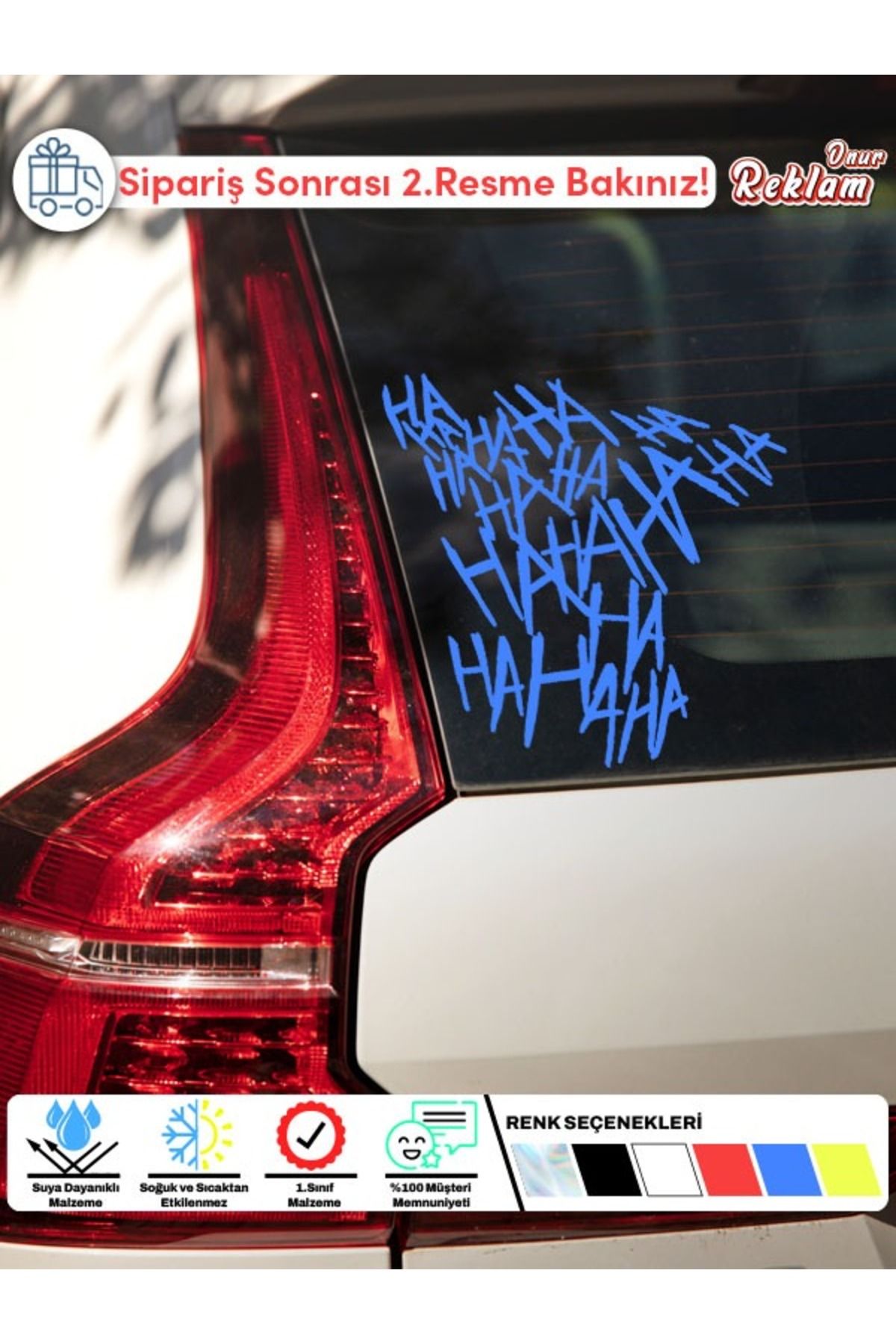 Onur Reklam Joker Kahkahası Sticker – Fosfor Sarı Komik Araba Camı Etiketi