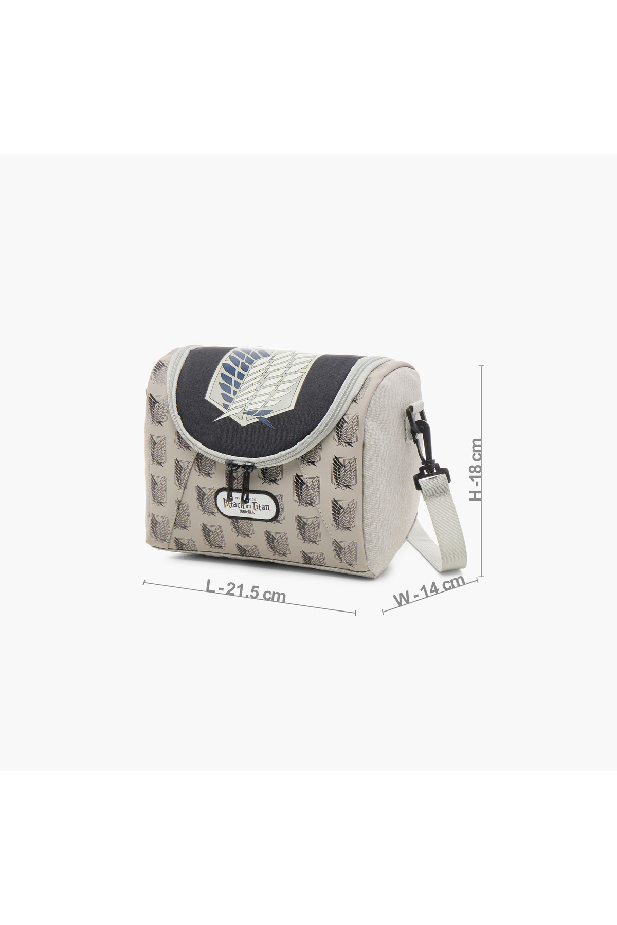 Pikaboom-Attack on Titan Print Lunch Bag with Detachable Strap and Zip Closure 2