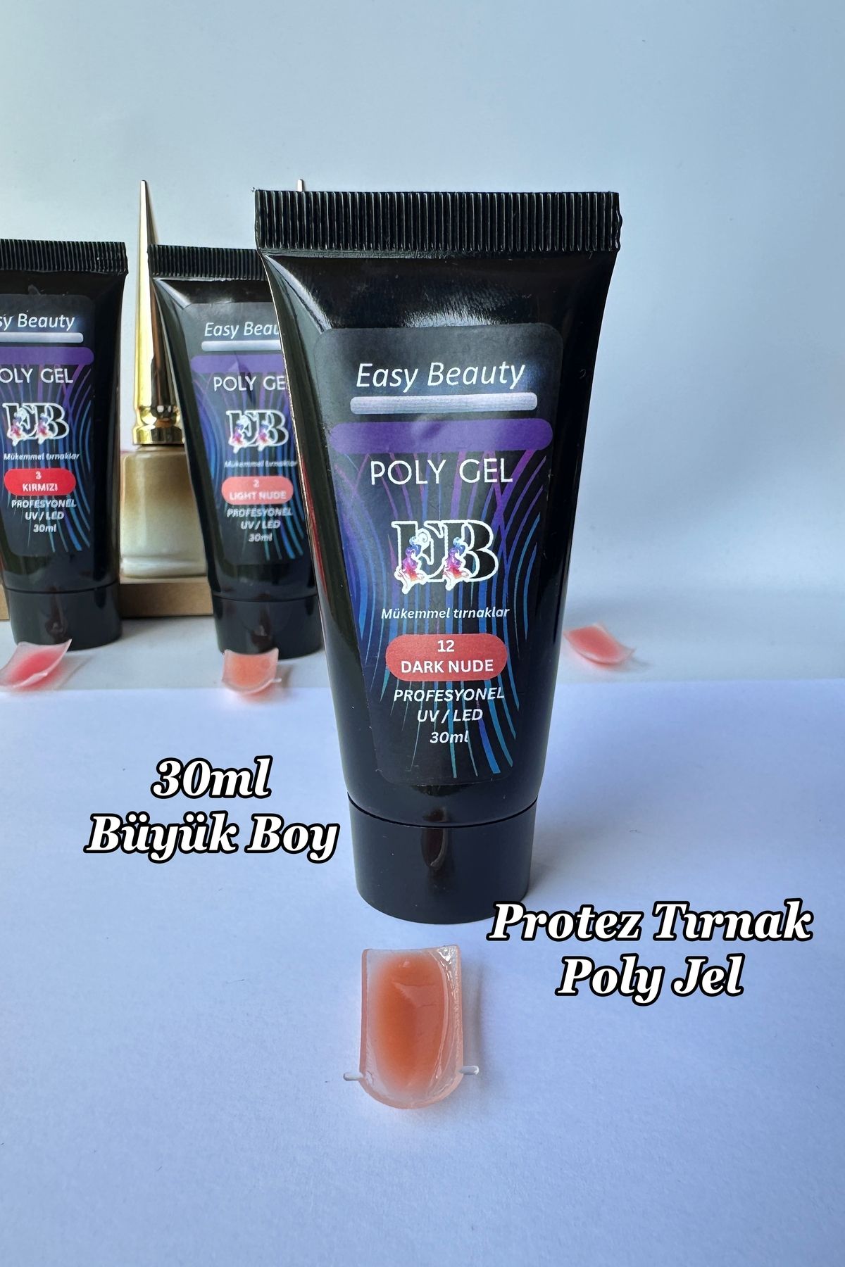 Easy Beauty 30ml Dark Nude Protez Tırnak Jeli Poly Jel Evde Kolay Protez Tırnak Yap! Polygel Polijel Poly Gel