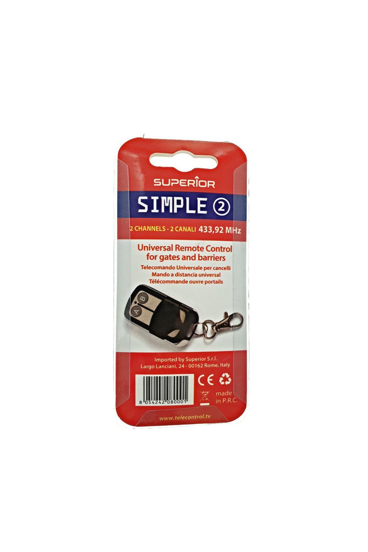 Superior-Universal remote control with fixed code 433.92 MHz, electric gate, garage, Superior Simple 2 8