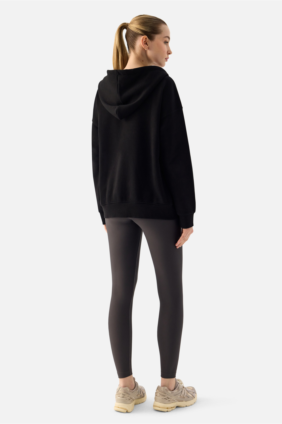 Superstacy Luna Fermuarlı Kapüşonlu Siyah Sweatshirt görsel 7