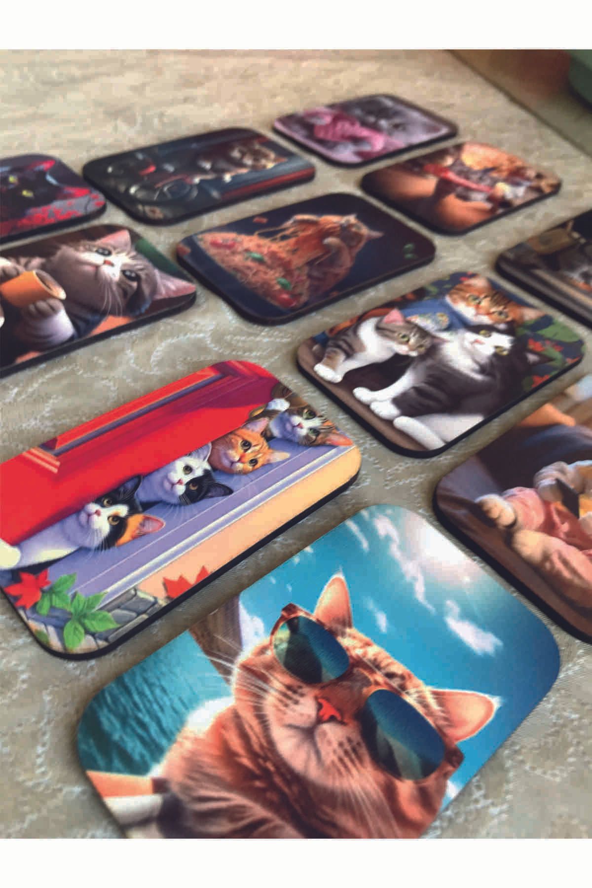 Elioure Renkli Ahşap Kedi Magnet Seti, Sevimli ve Şık Hediye Alternatifi