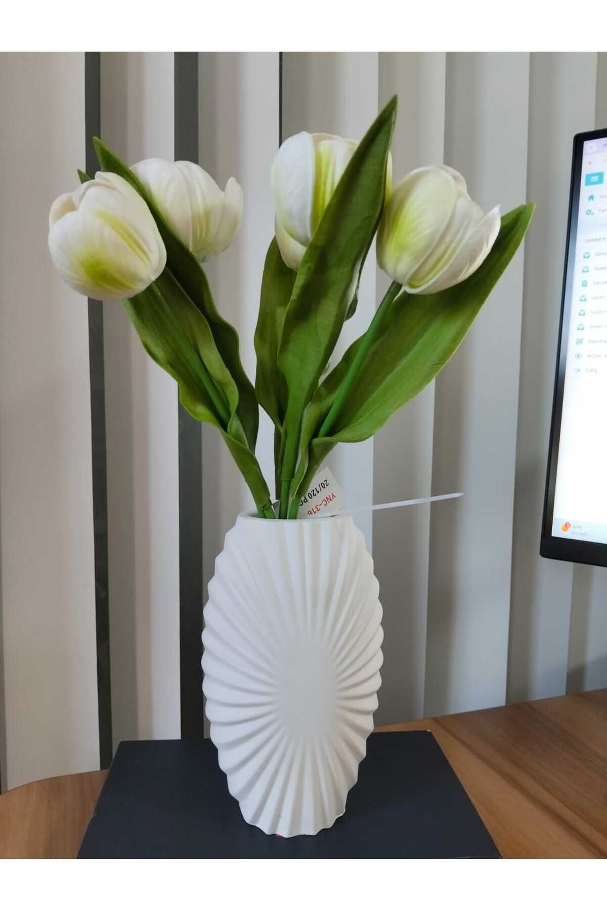 florasepeti yapay lale 5 adet vazo ile birlikte