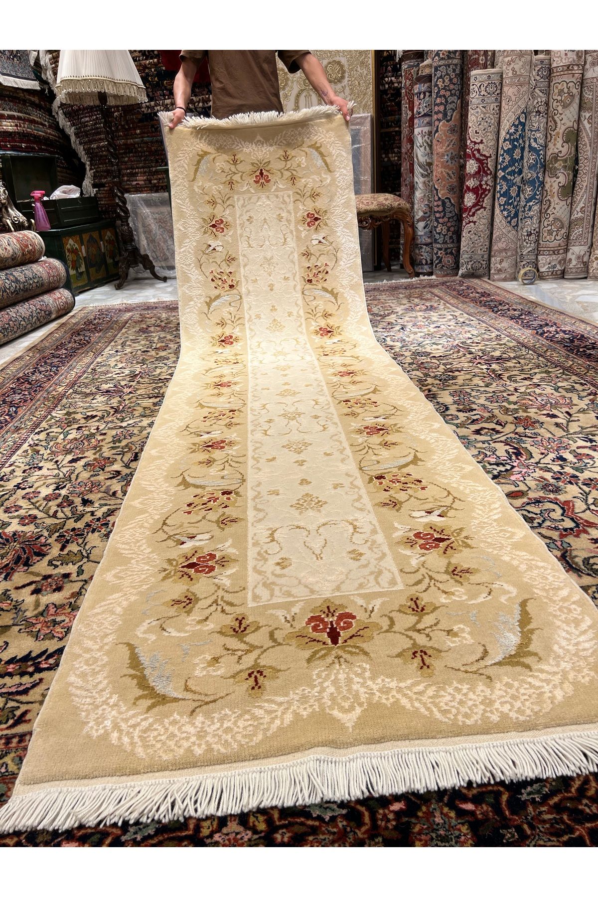 RD RAMAZAN DAĞ EL HALI SANATI El Dokuma İpekli Uşak Halısıdır Özel Dokuma Ebet 300x80.