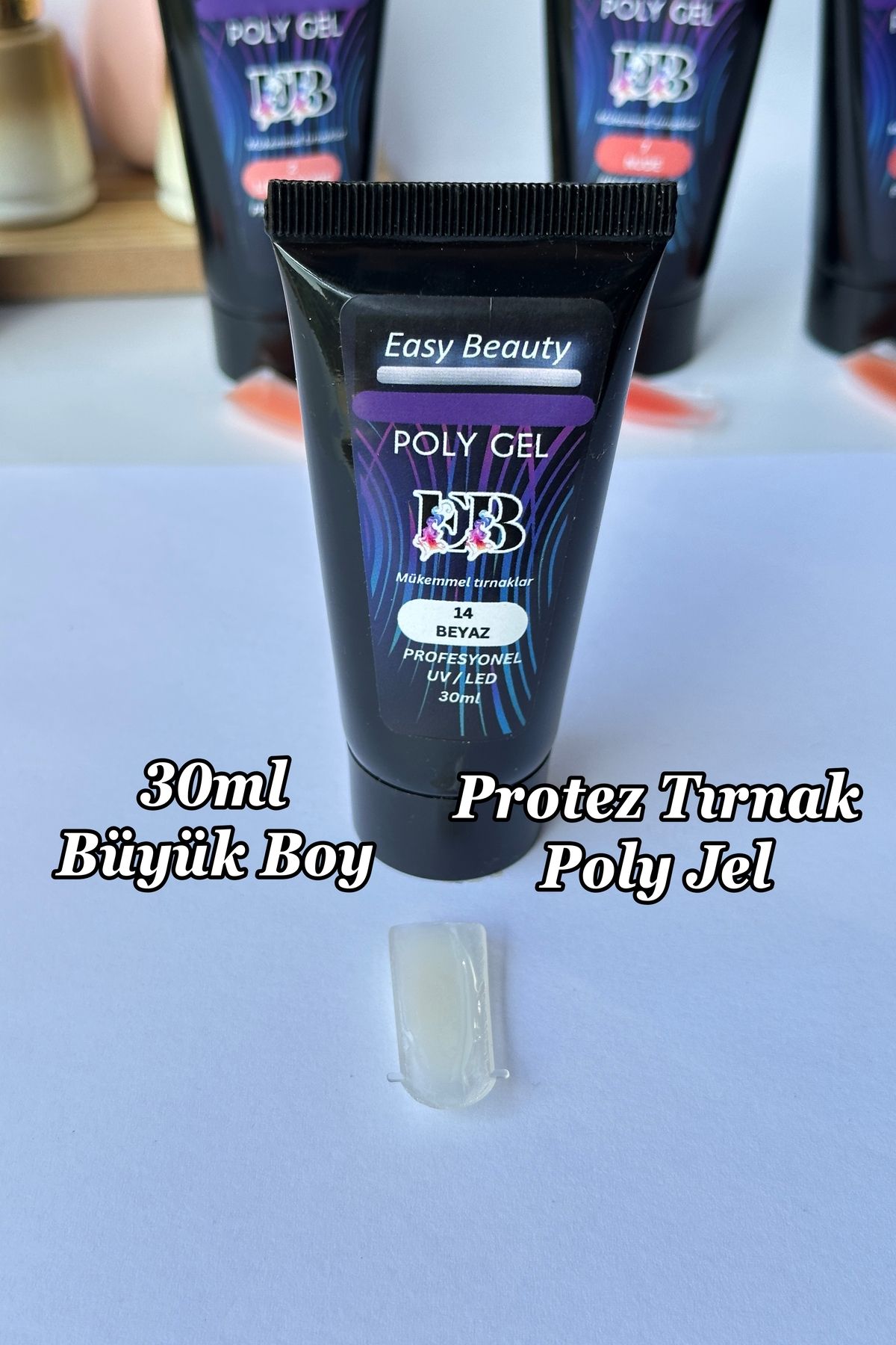 Easy Beauty 30ml Beyaz Protez Tırnak Jeli Poly Jel Evde Kolay Protez Tırnak Yap! Polygel Polijel Poly Gel