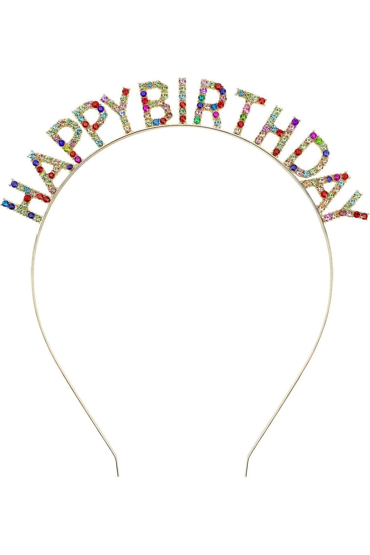 Modafiks Rengarenk Kristal Taşlı Ekstra Lüks Gümüş Kaplama Happy Birthday 16x17 cm