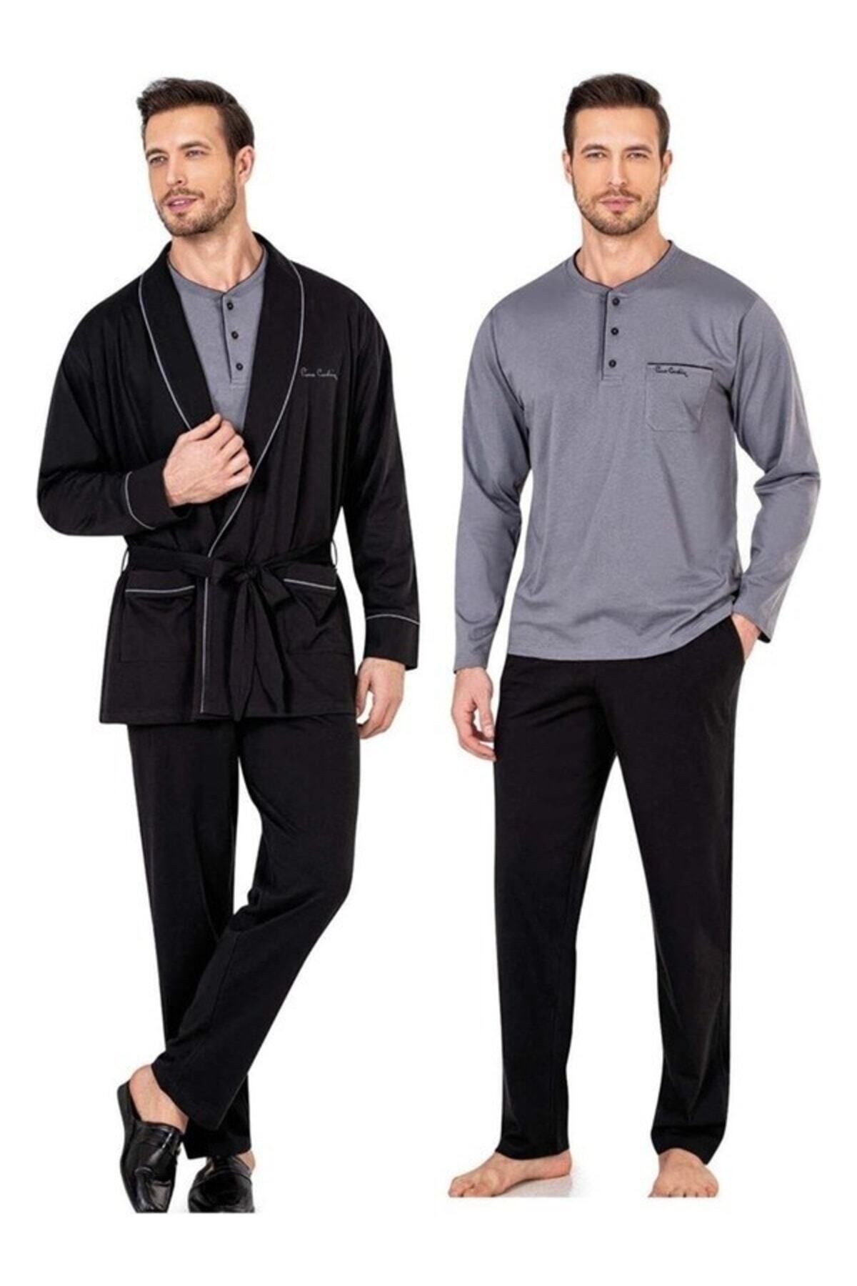 Pierre Cardin Erkek Robdöşambır Pijama Takım Atlet Boxer Takım Çorap Set