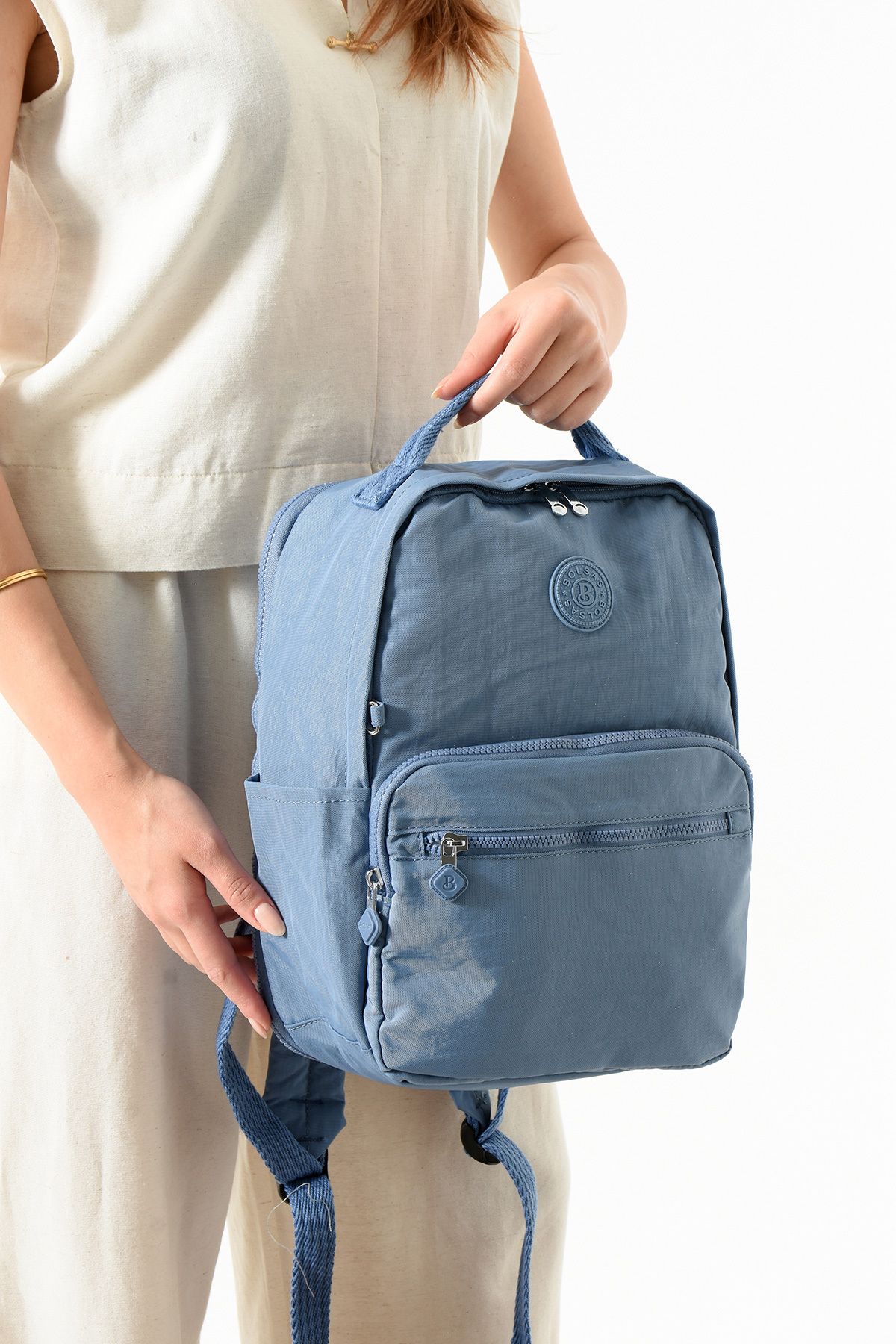 Just Polo Mathilda 1097 Unisex Çok Gözlü Su Geçirmez Kumaş Sırt Çanta (EN 24 BOY 34 GENİŞLİK 14)