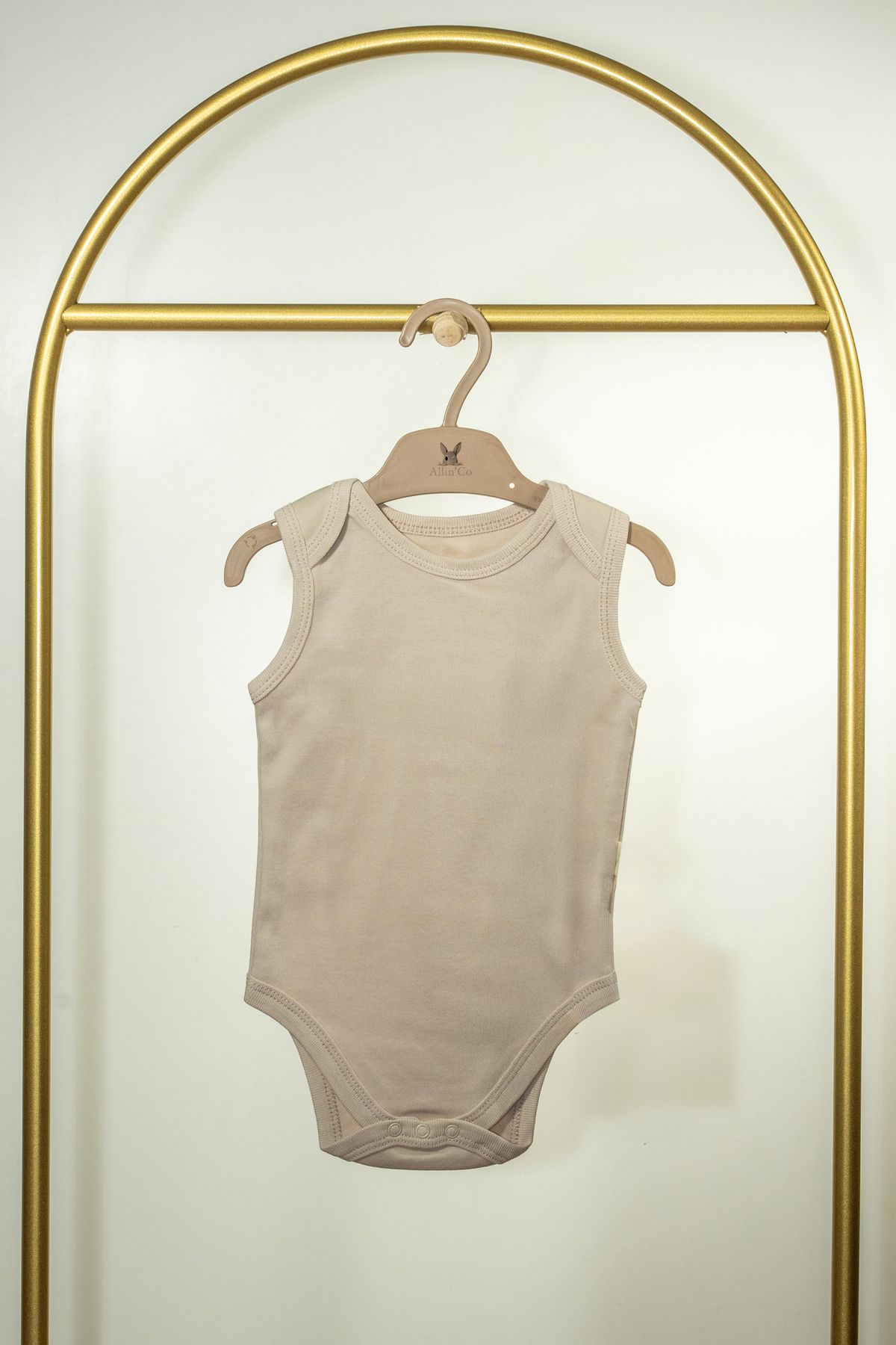 BabyCosy Allin'co - Babycosy Organik kolsuz boady Taş rengi
