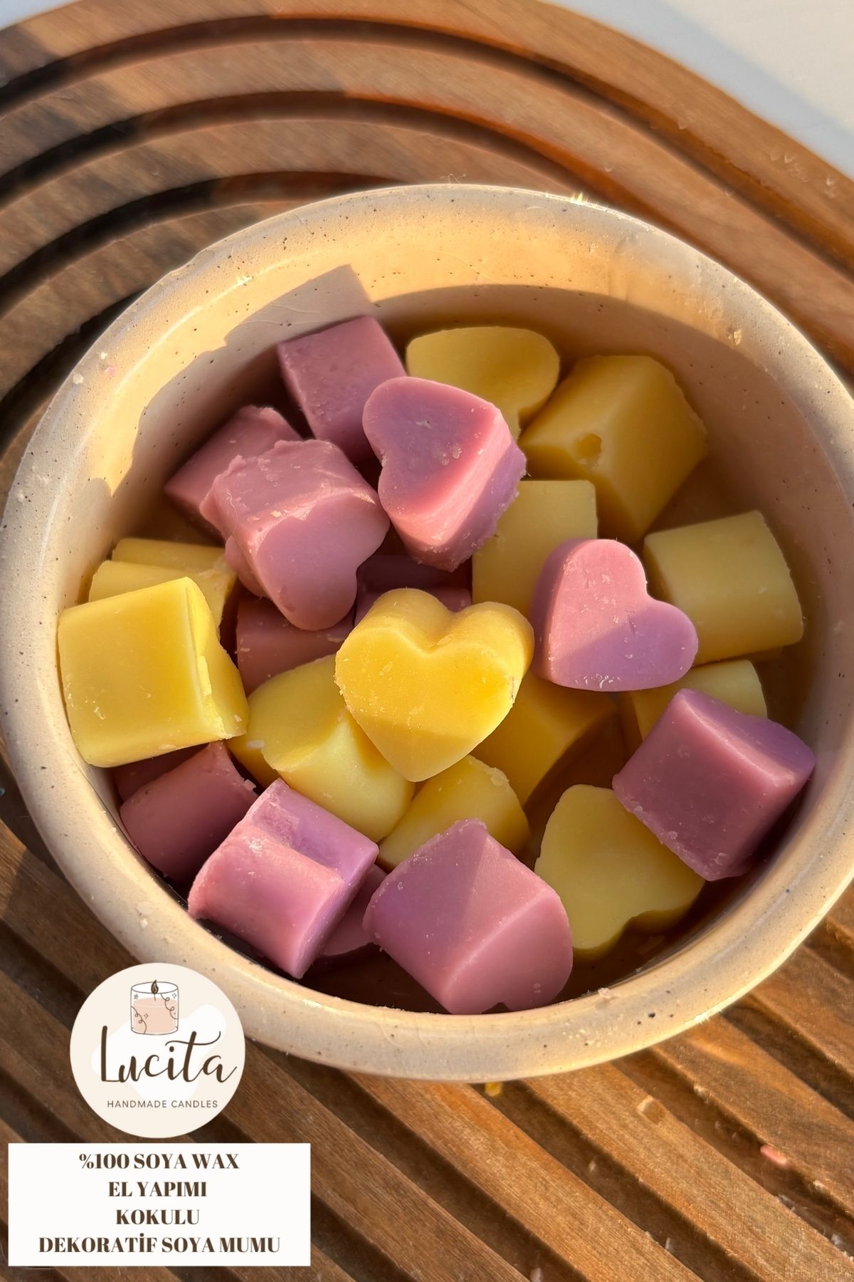 Elioure Vanilya Kokulu Minik Kalpli Buhurdanlık Seti, %100 Doğal Soy Wax, El Yapımı, 50 Adet